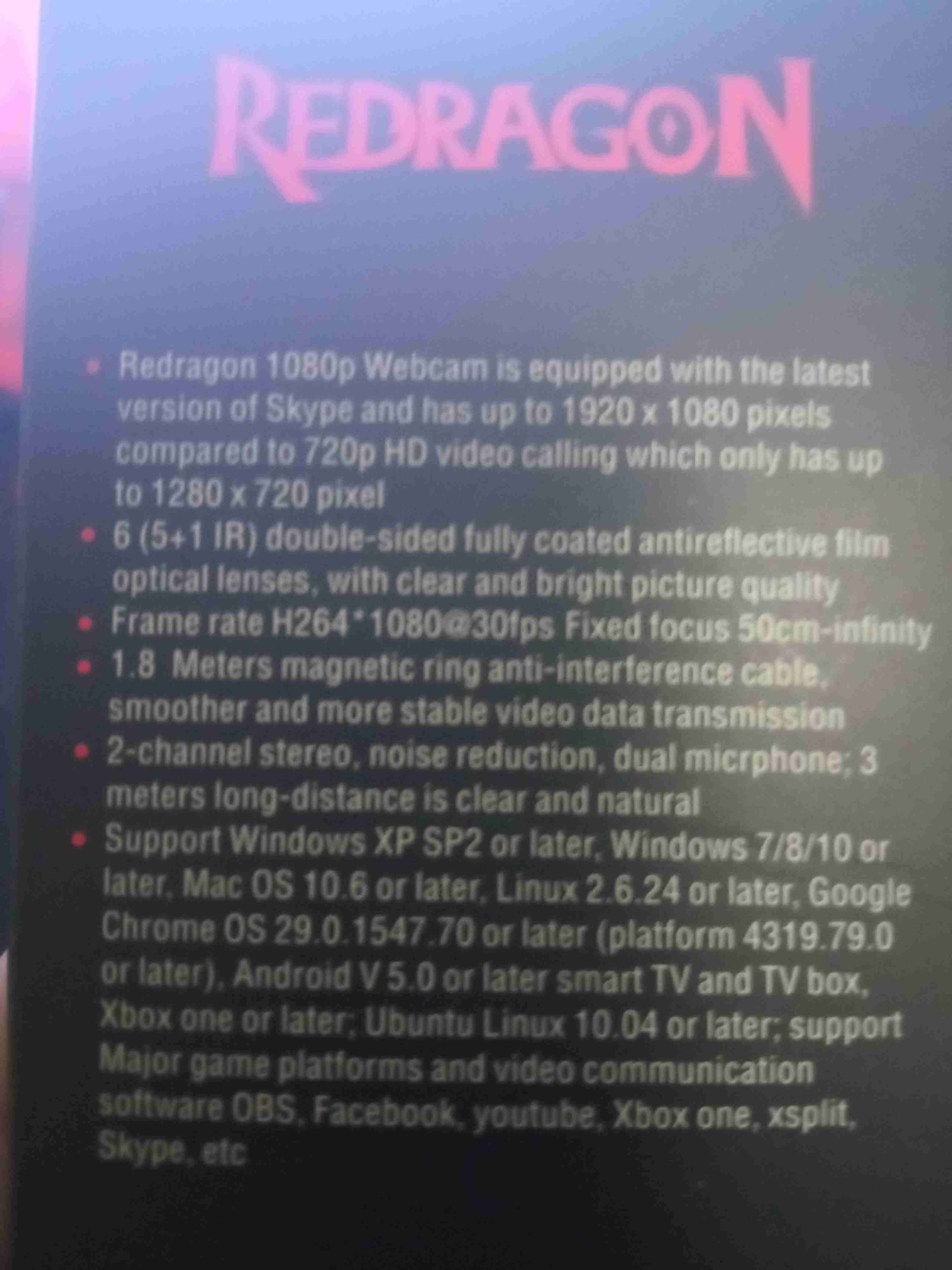 Webcam Redragon FHD 1080P - 3