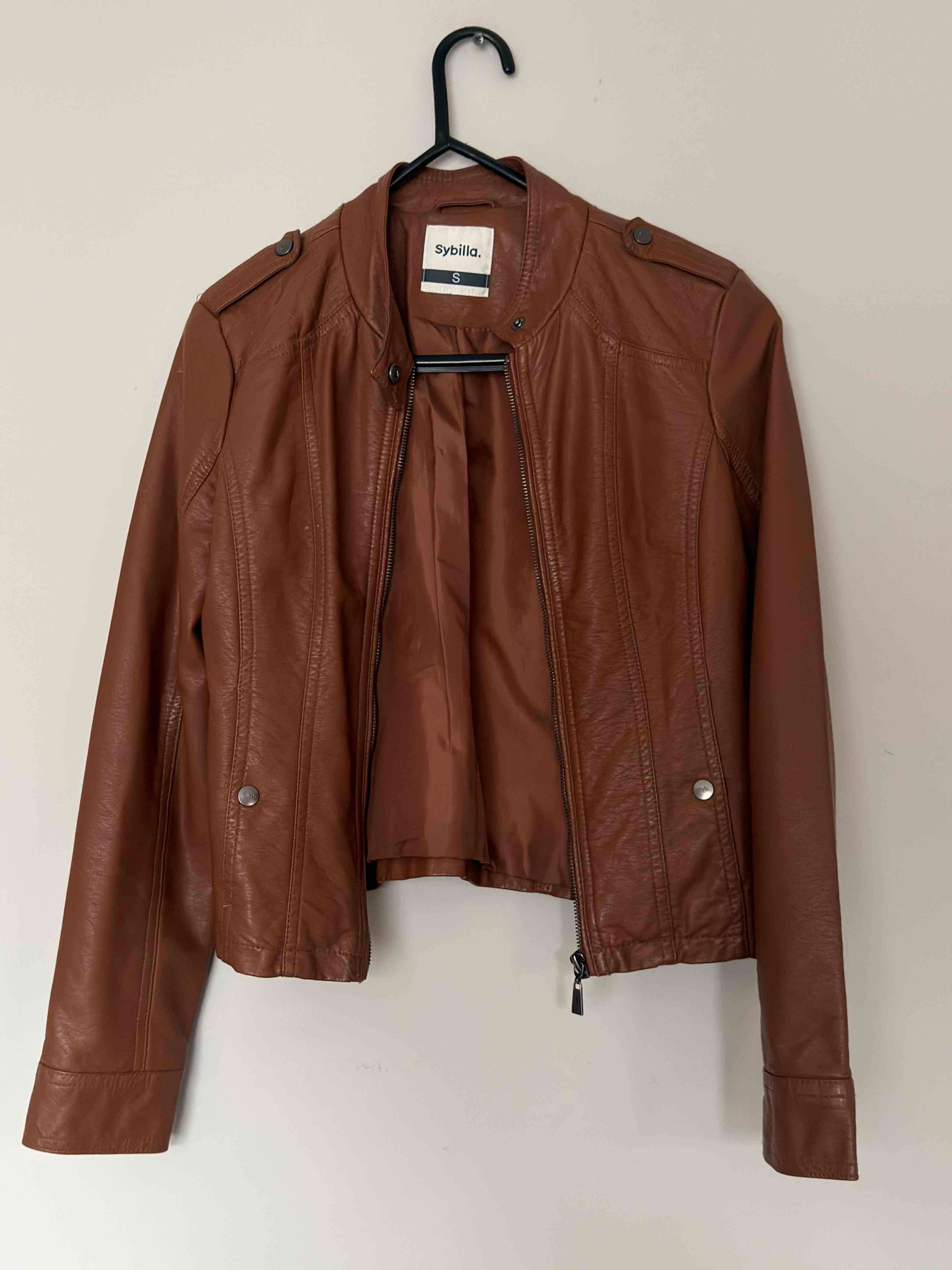 Chaqueta de cuero marrón Sybilla - miniatura 1