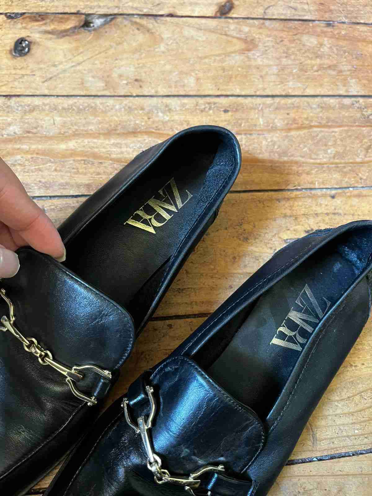 Mocasines negros de cuero Zara  37 - miniatura 3