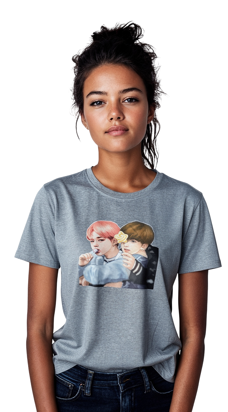 Camiseta Gris Jimin y Jungkook BTS Kpop Talla S - miniatura 3