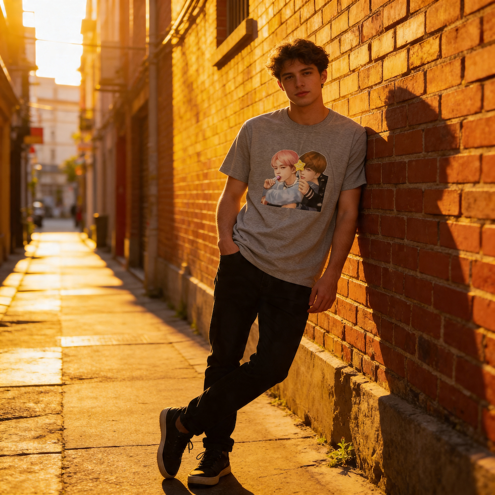 Camiseta Gris Jimin y Jungkook BTS Kpop Talla S - miniatura 4