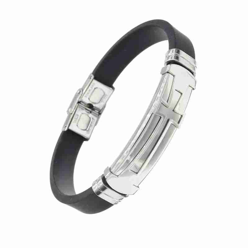 Pulsera diseño de cruz acero inoxidable.