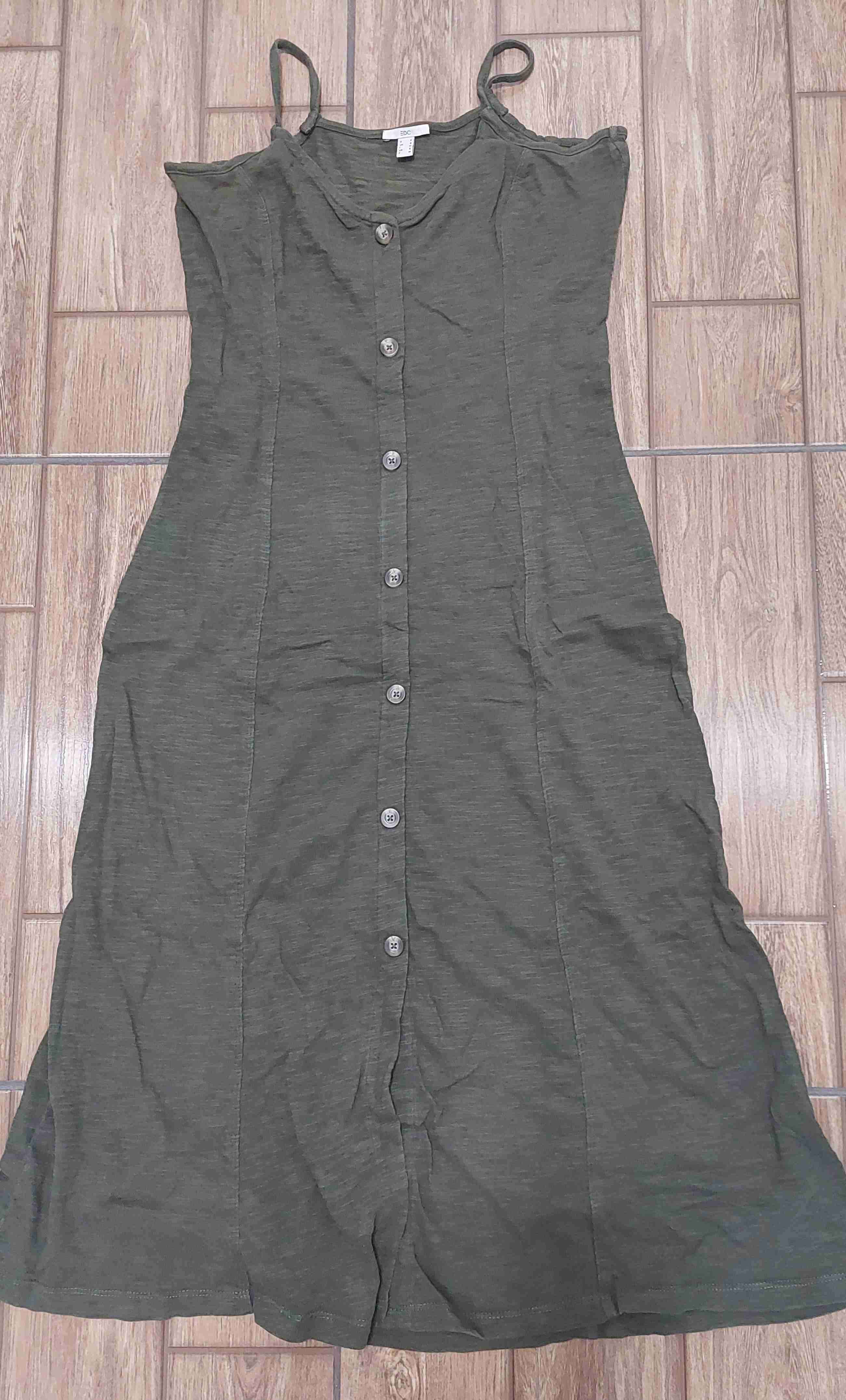 Vestido largo verde con botones - miniatura 1