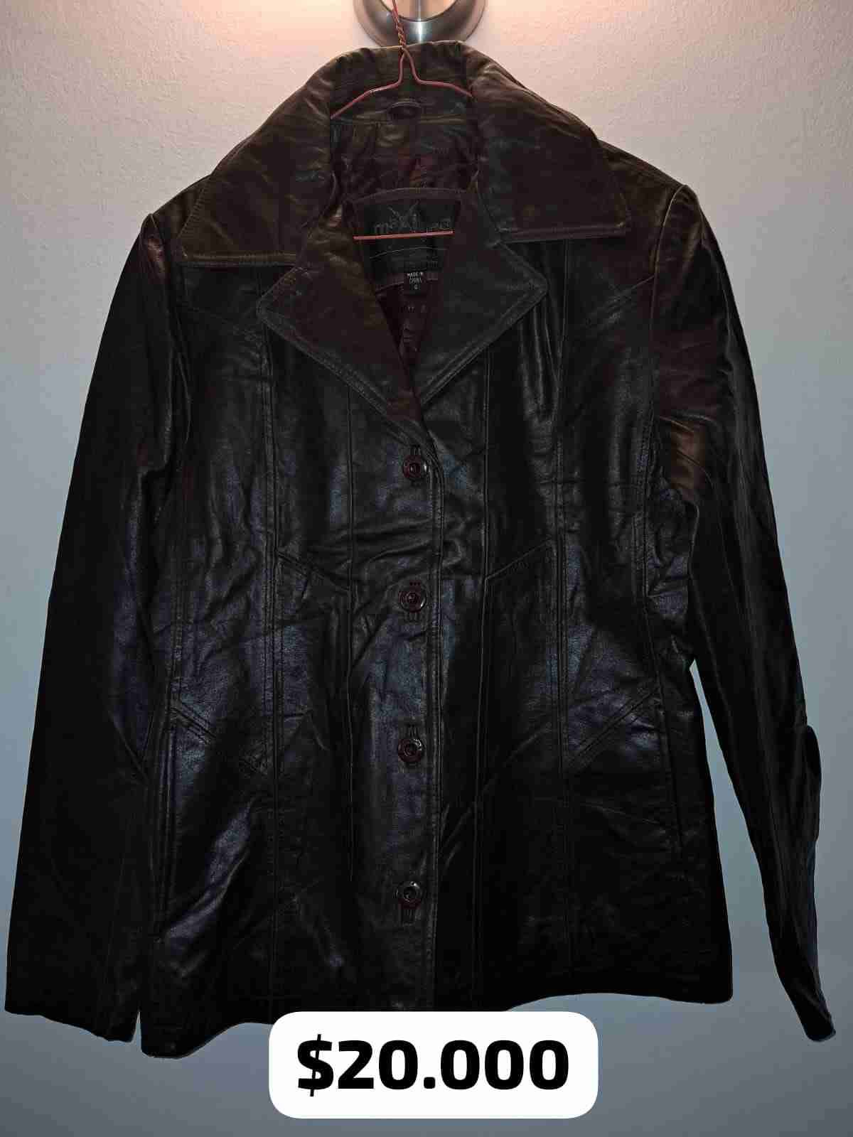 Chaqueta de cuero marrón - miniatura 1