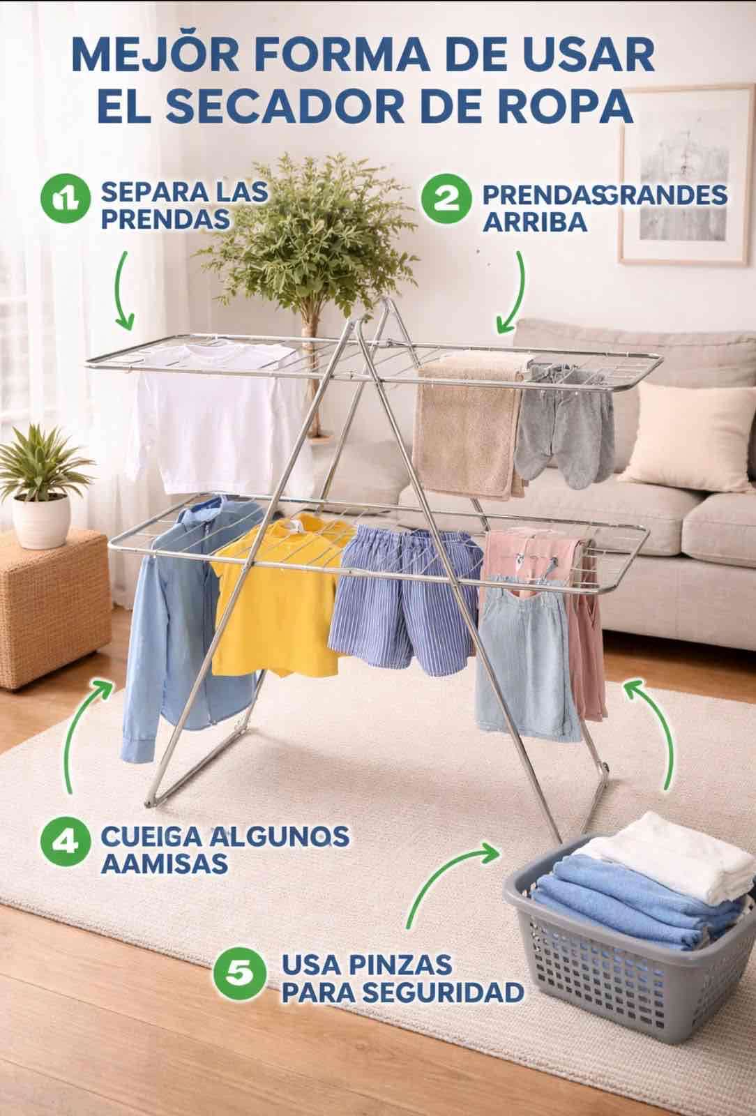 Tendedero plegable de metal - miniatura 1