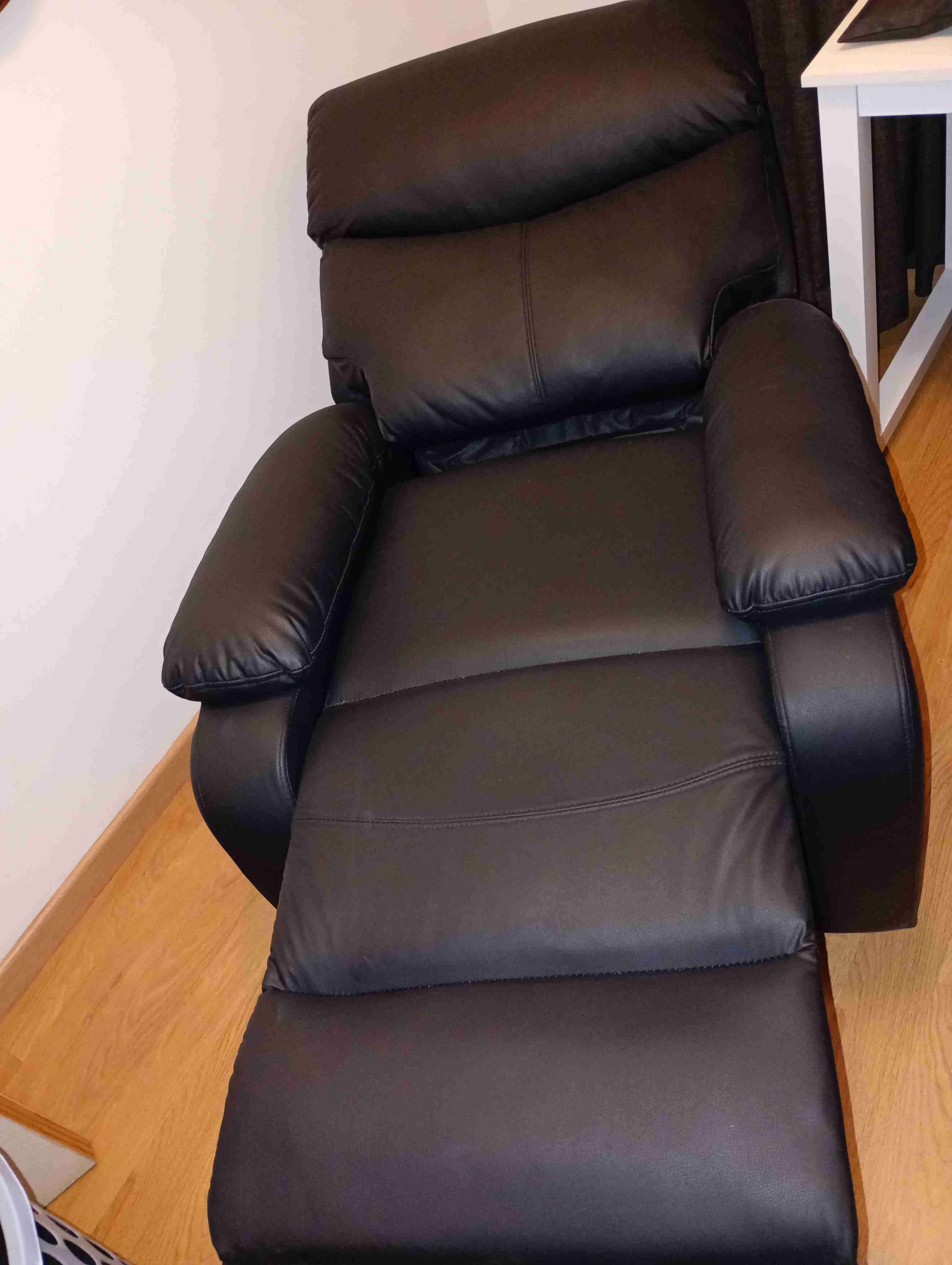 Berger reclinable negro de ecocuero. - miniatura 2