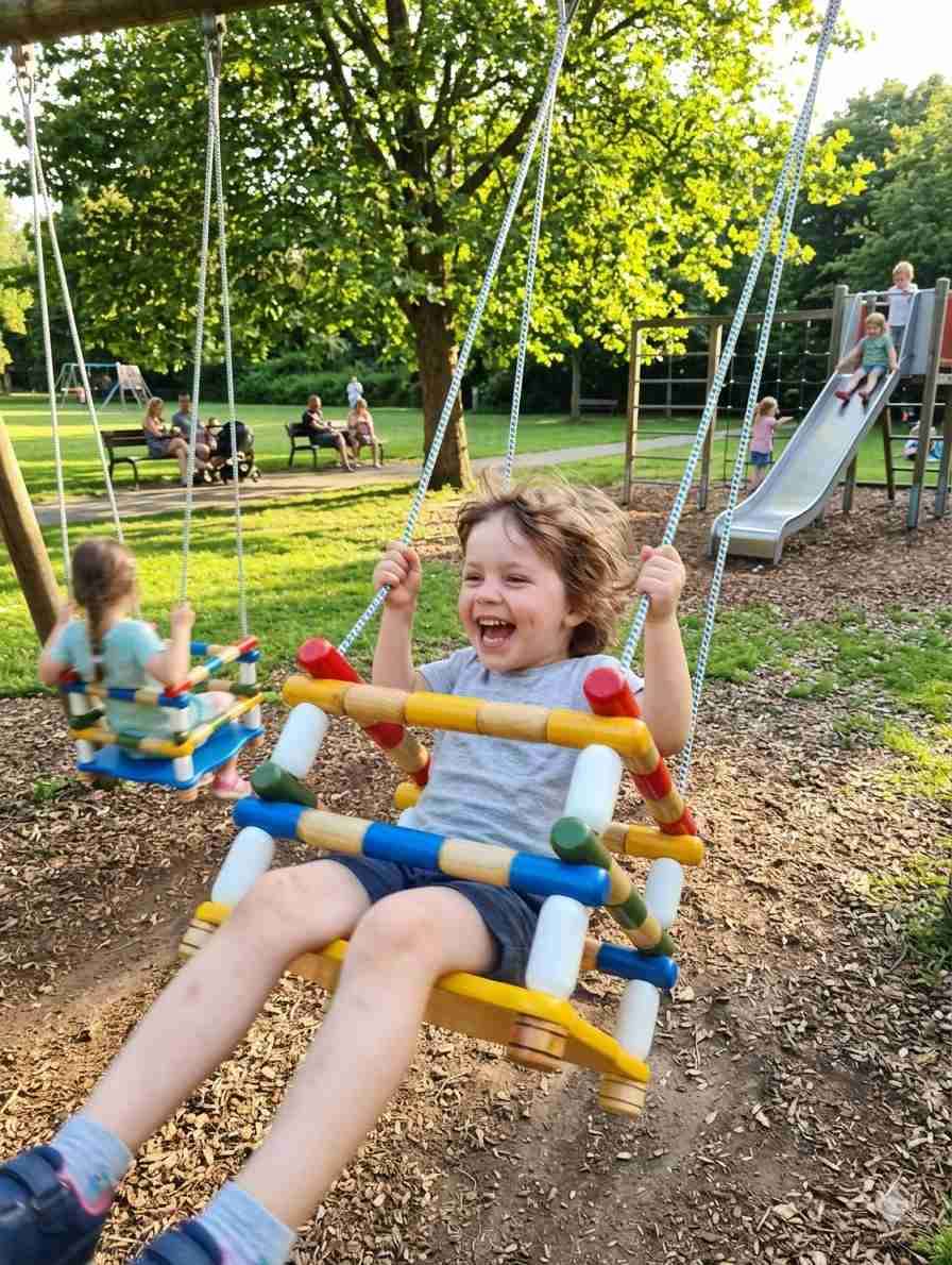Columpio infantil de madera colorido - miniatura 2