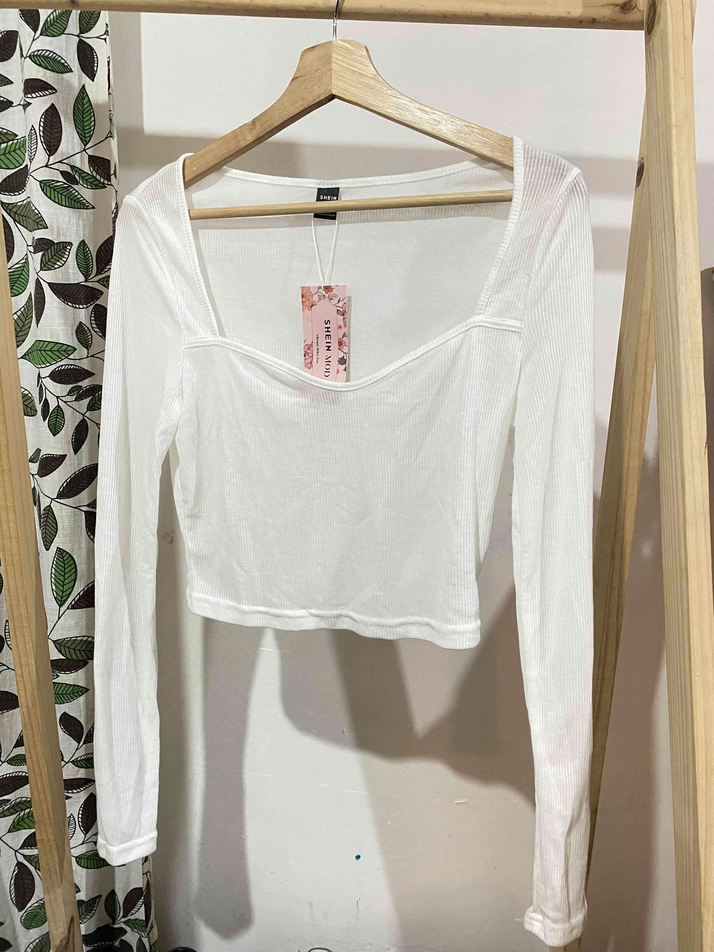 Polera blanca de manga larga - miniatura 1