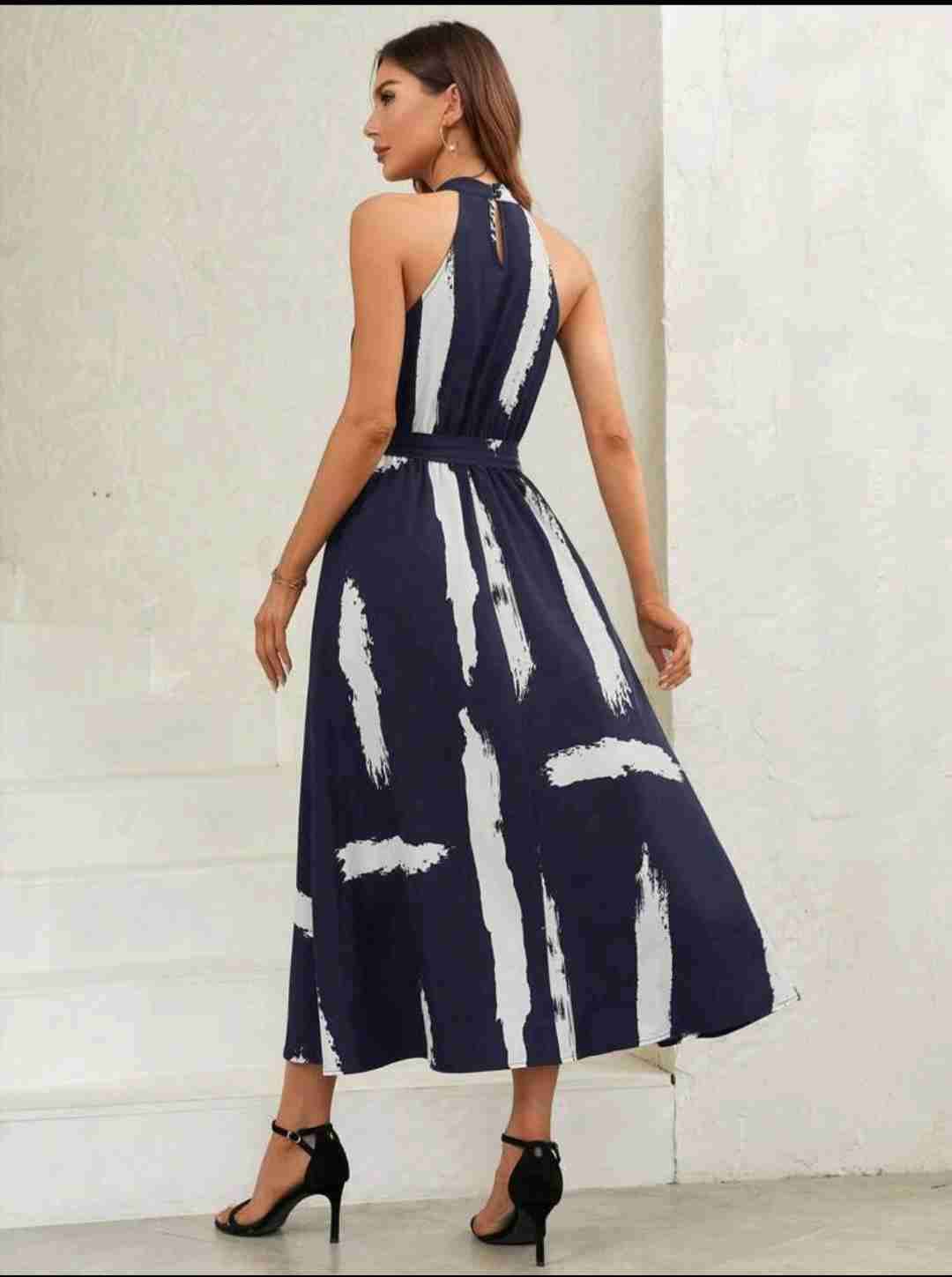 Vestido largo azul estampado - miniatura 2