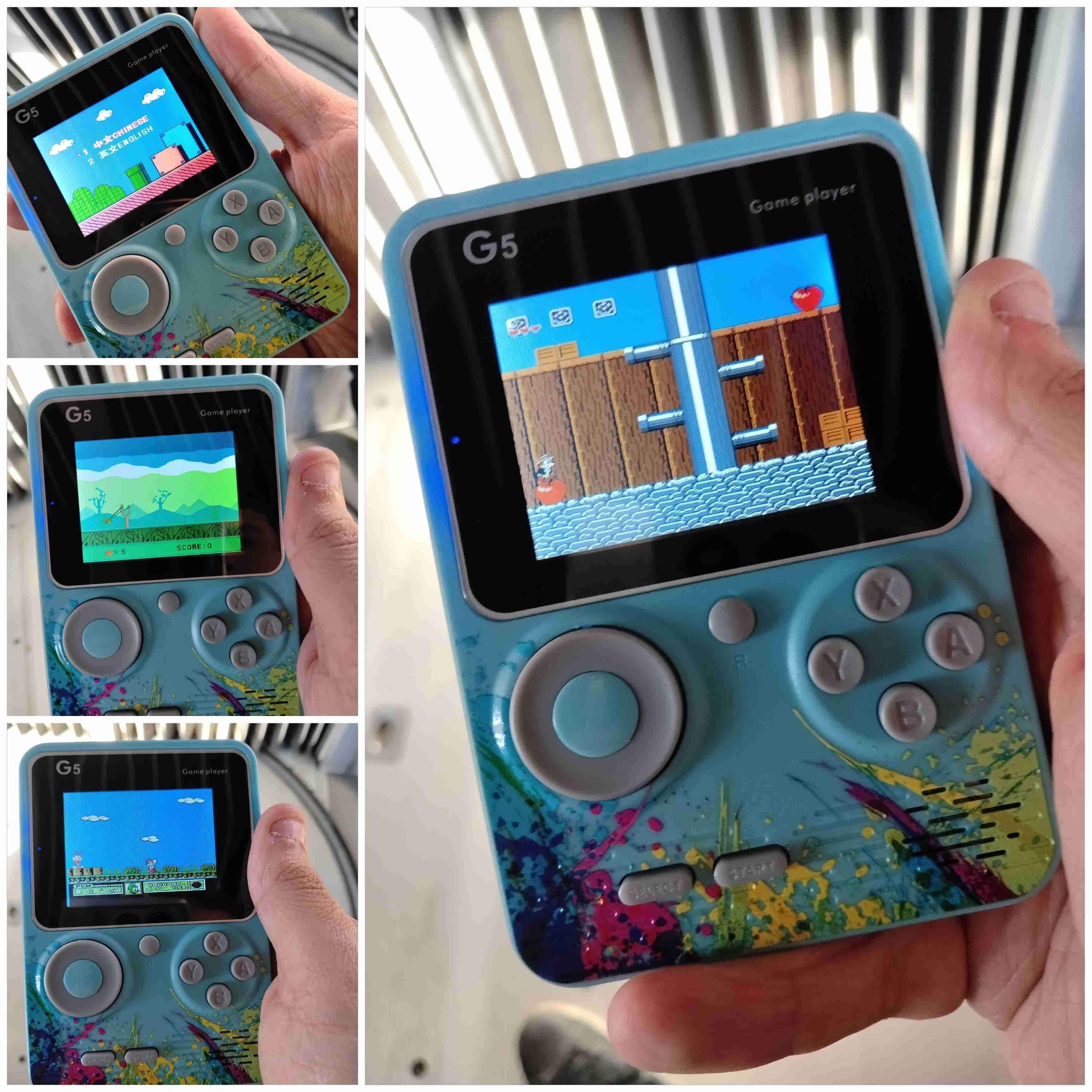 Consola portátil G5 retro celeste 8 bits NES retro