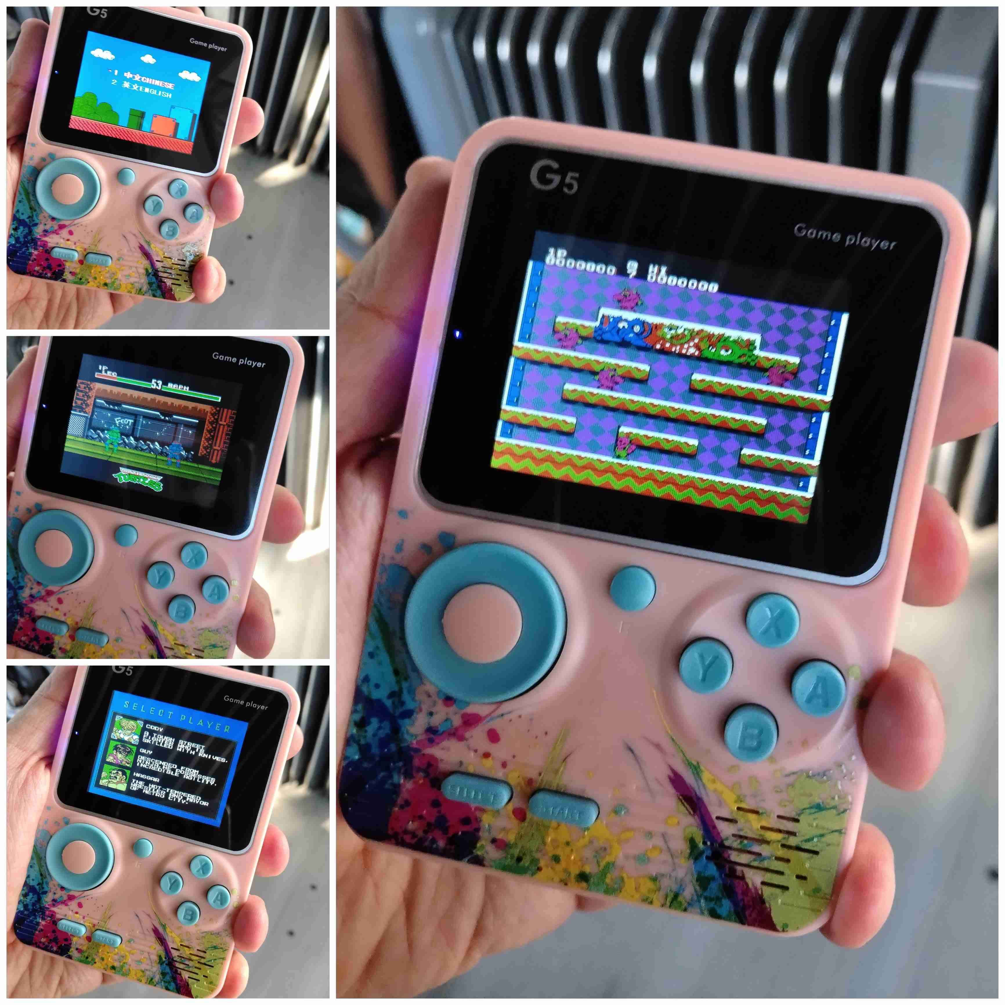 Consola portátil G5 retro rosado 400 juegos NES