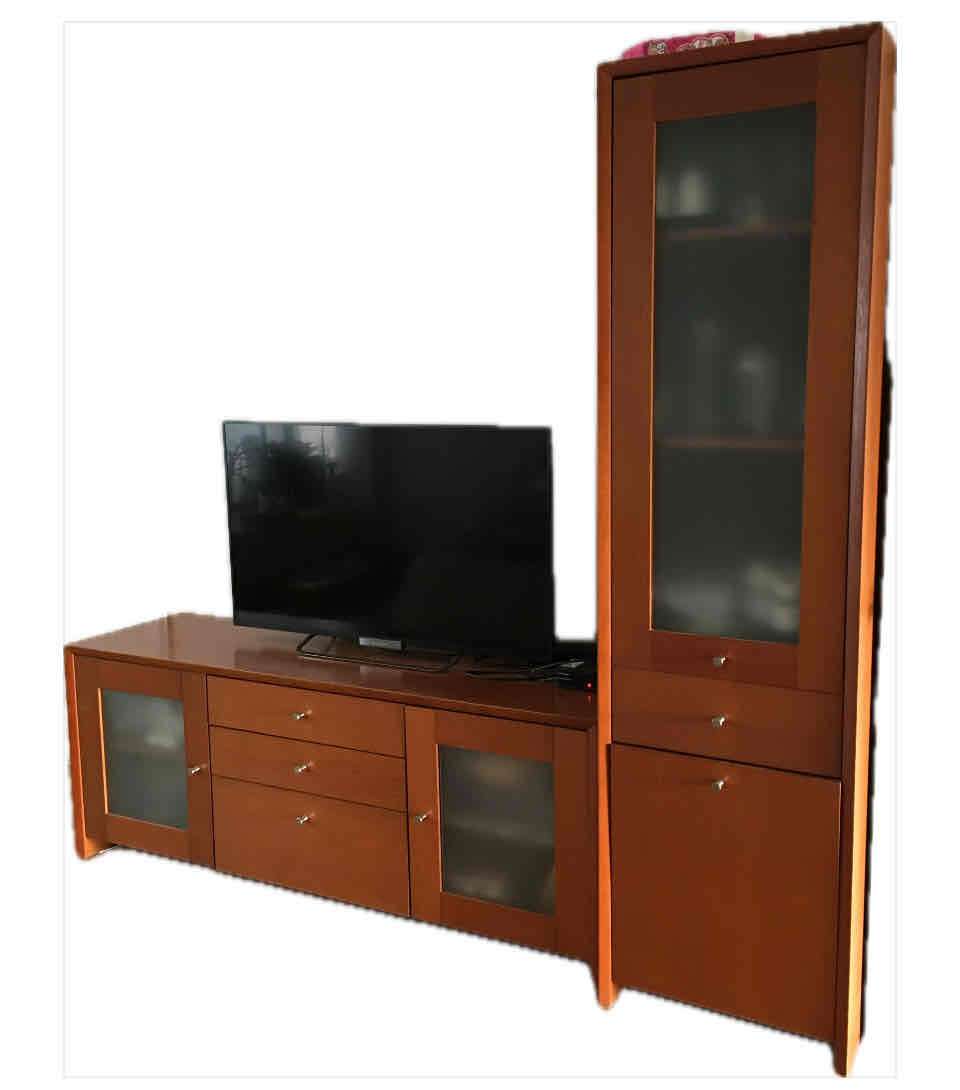 Mueble de sala madera con estantería