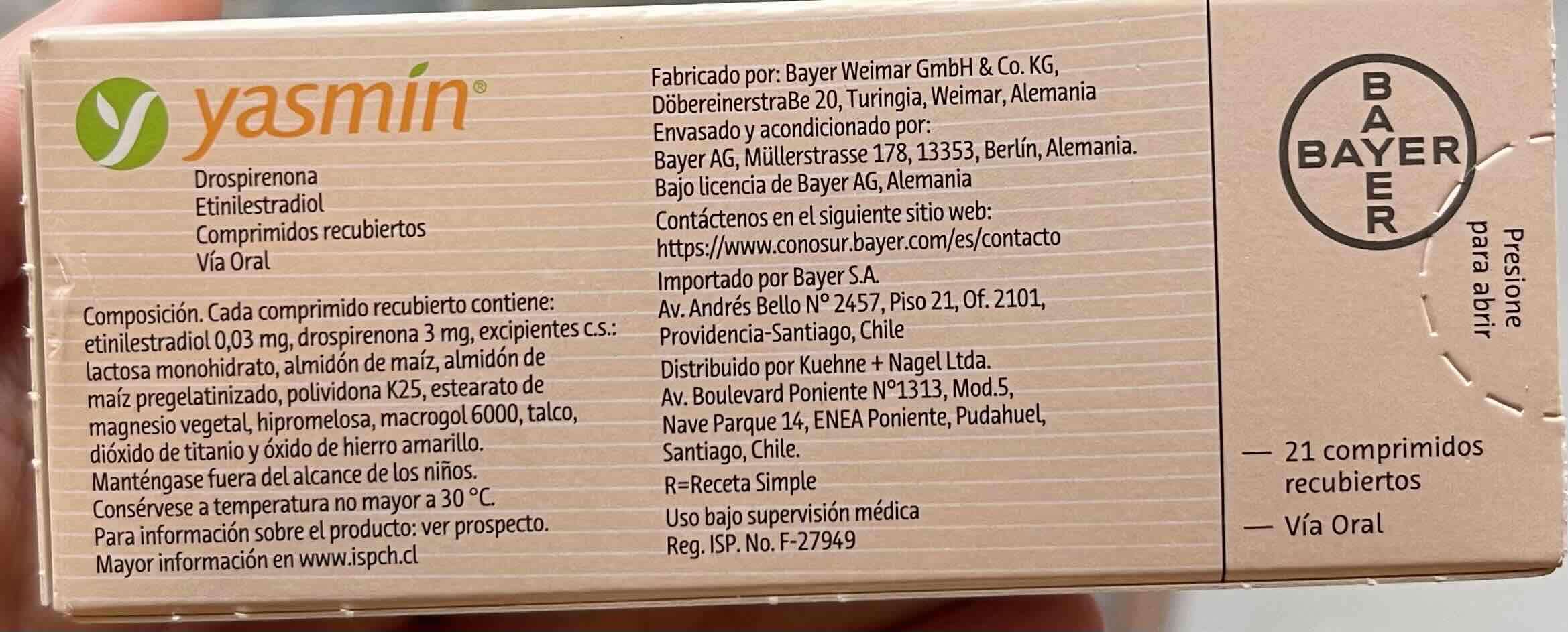 Anticonceptivos Yasmin 21 comprimidos - miniatura 2