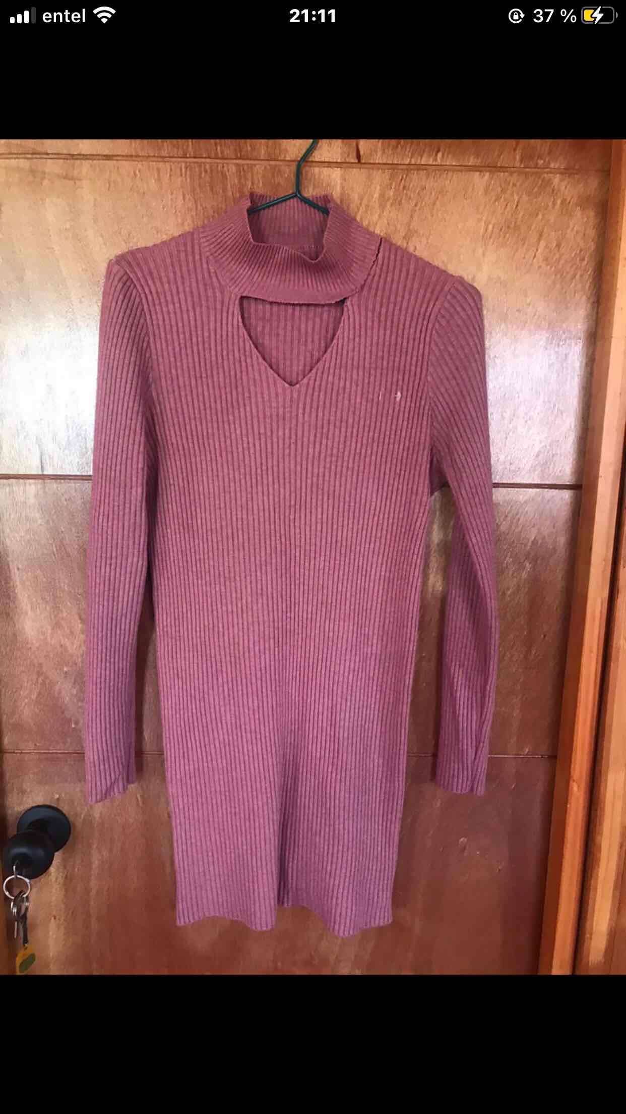 Vestido de punto rosa - miniatura 1