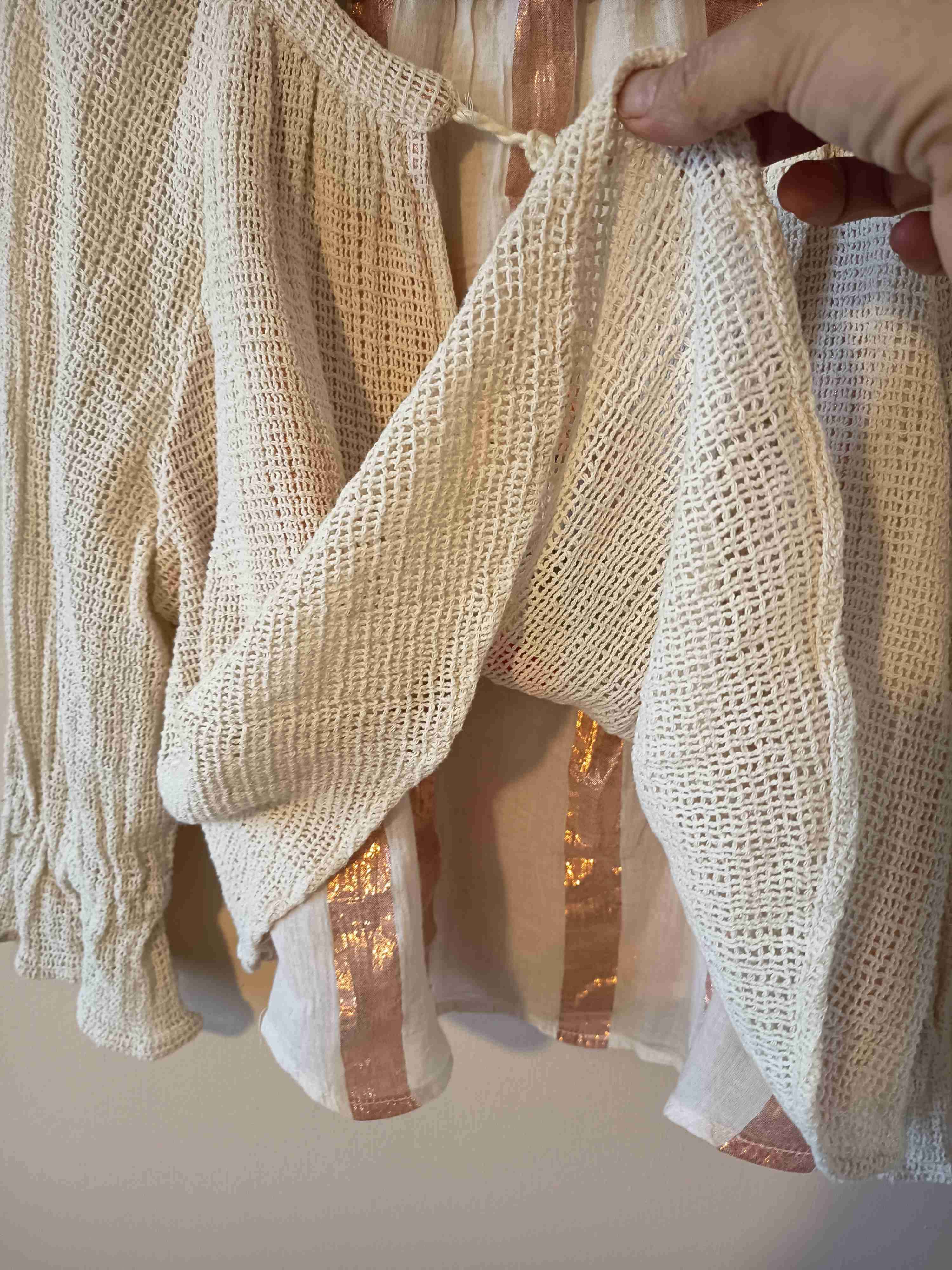 Blusa tejida beige bohemia - miniatura 3