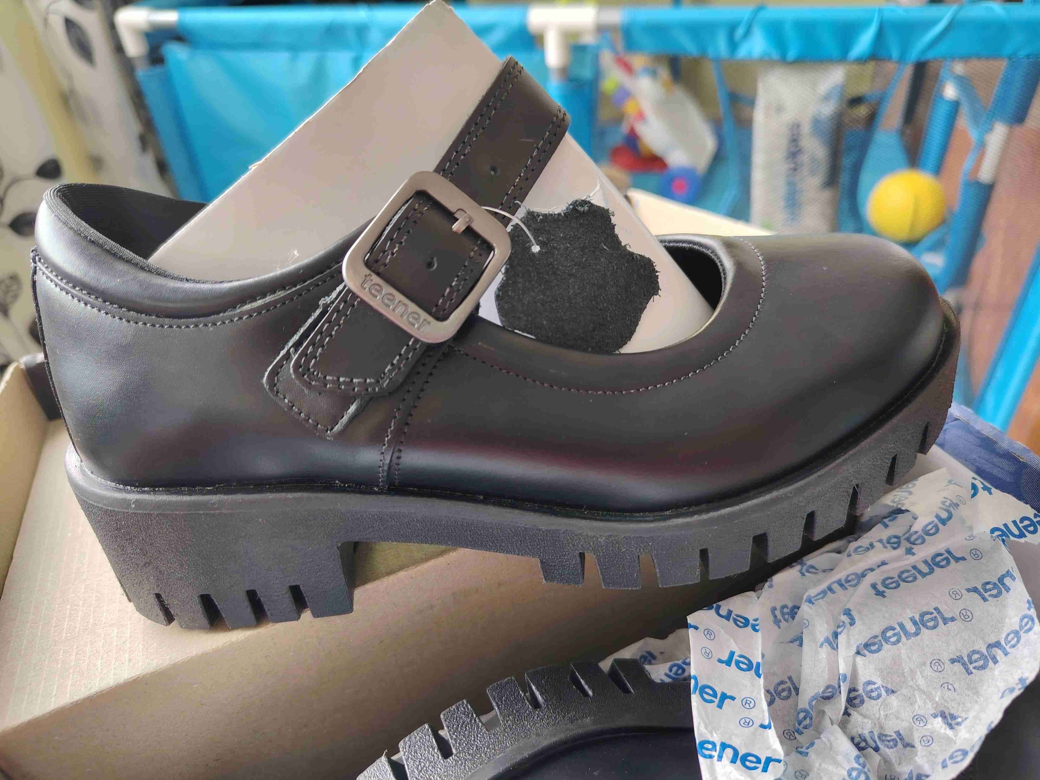 Zapato escolar de cuero negro - miniatura 1