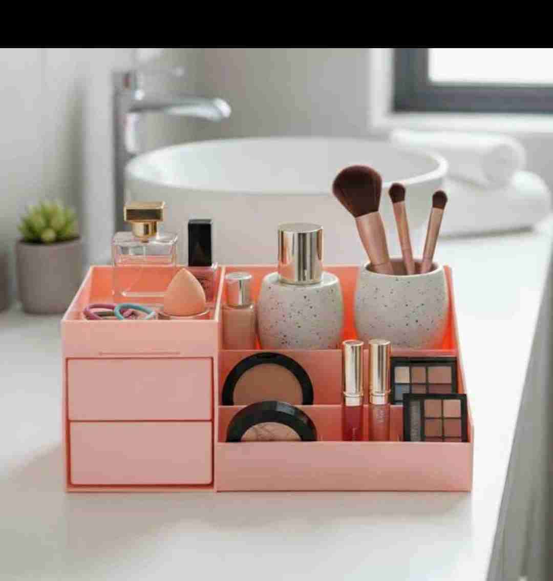 Organizador de maquillaje rosa