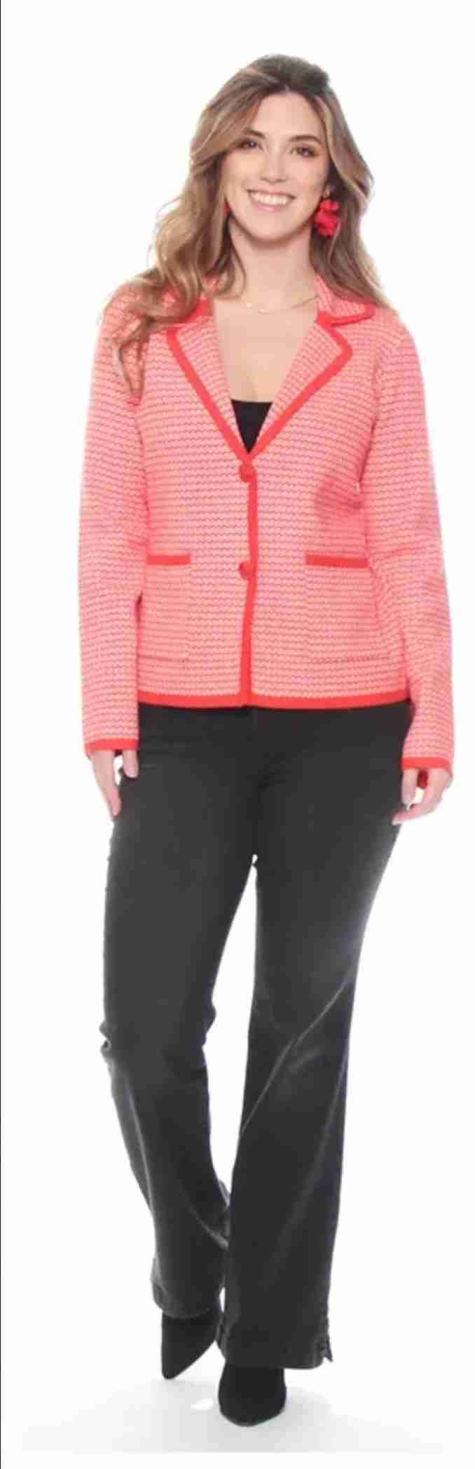 Blazer rojo tejido de mujer - miniatura 1