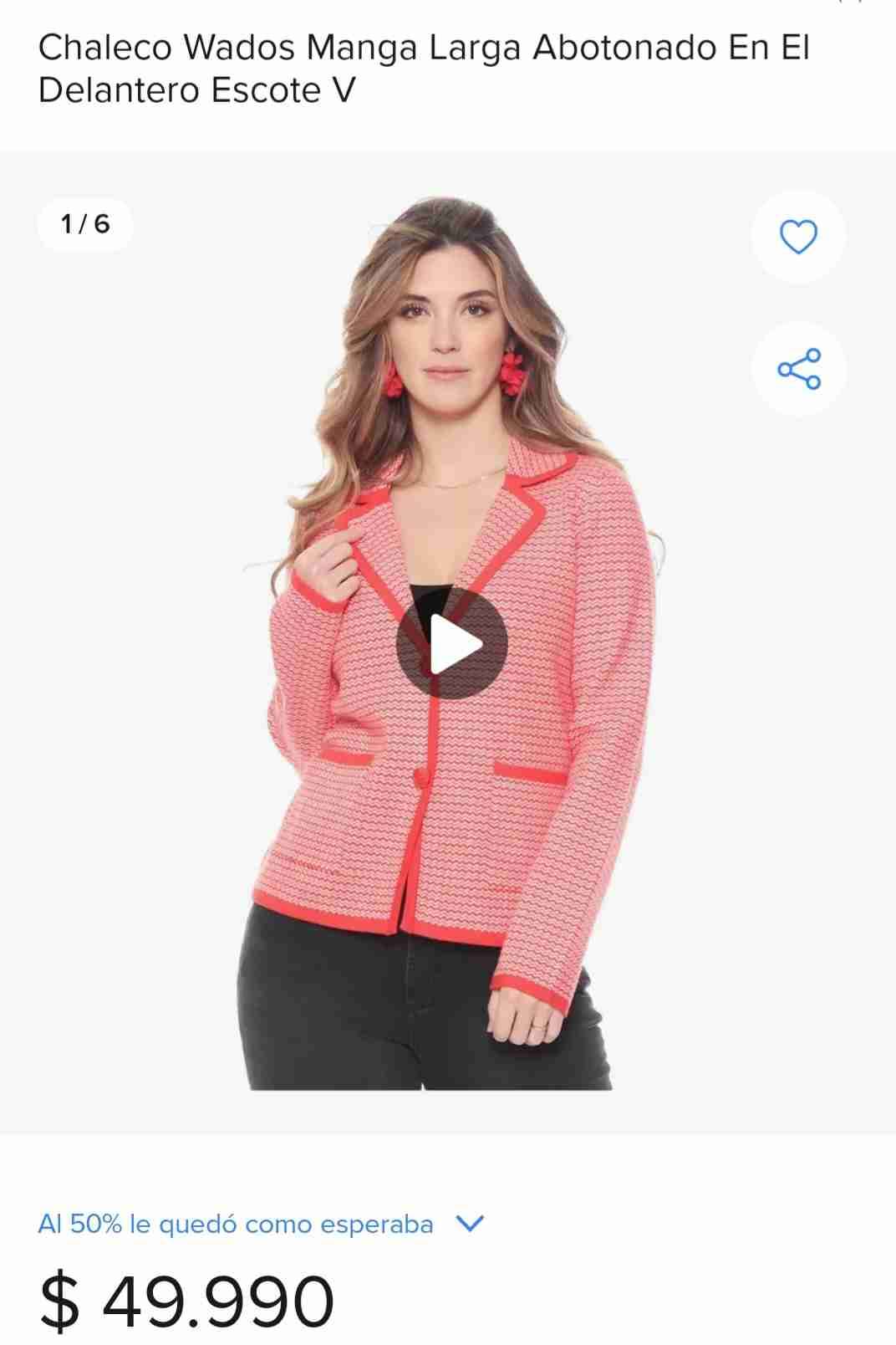 Blazer rojo tejido de mujer - miniatura 2