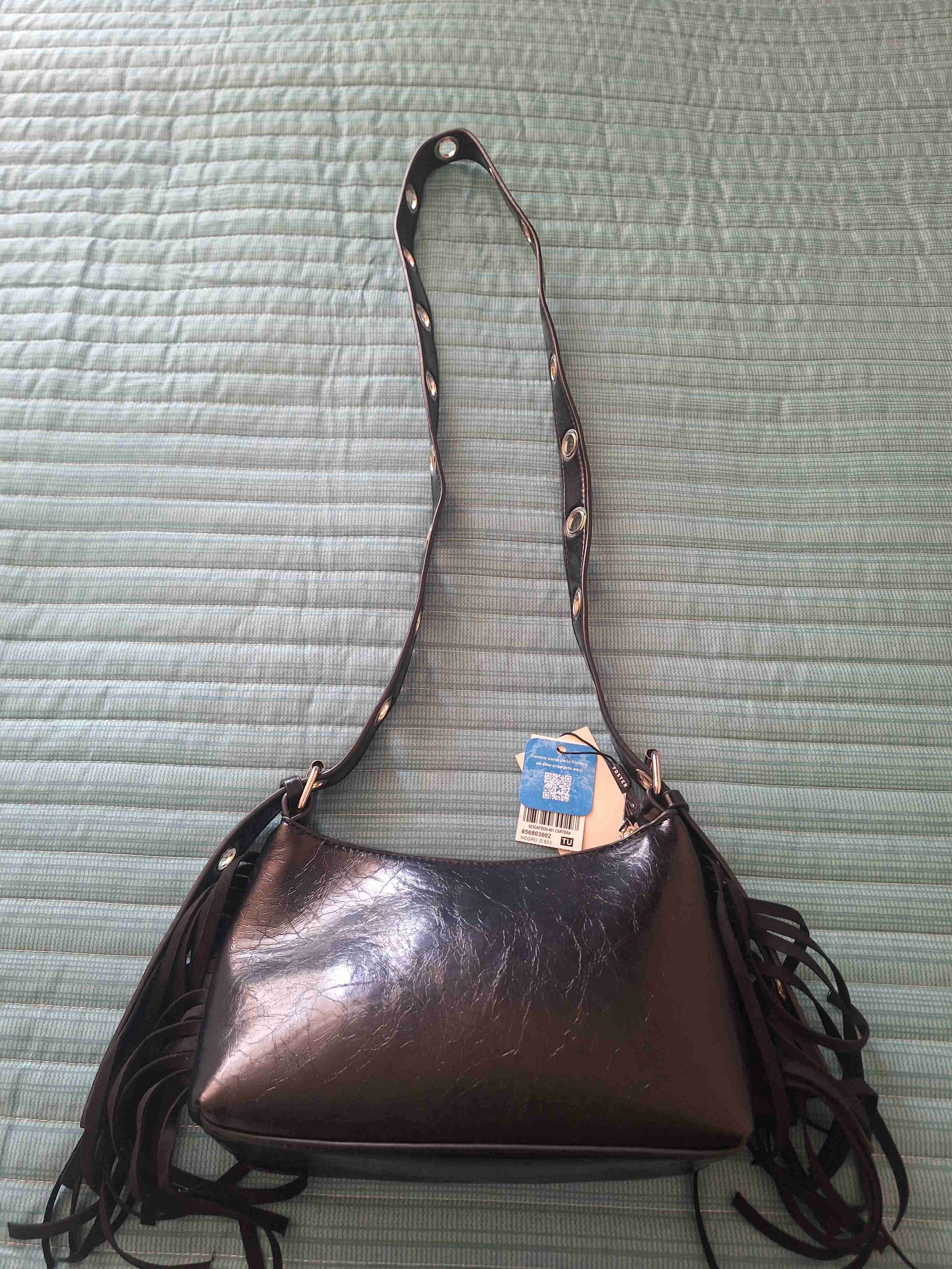 Cartera negra con flecos nueva - miniatura 2