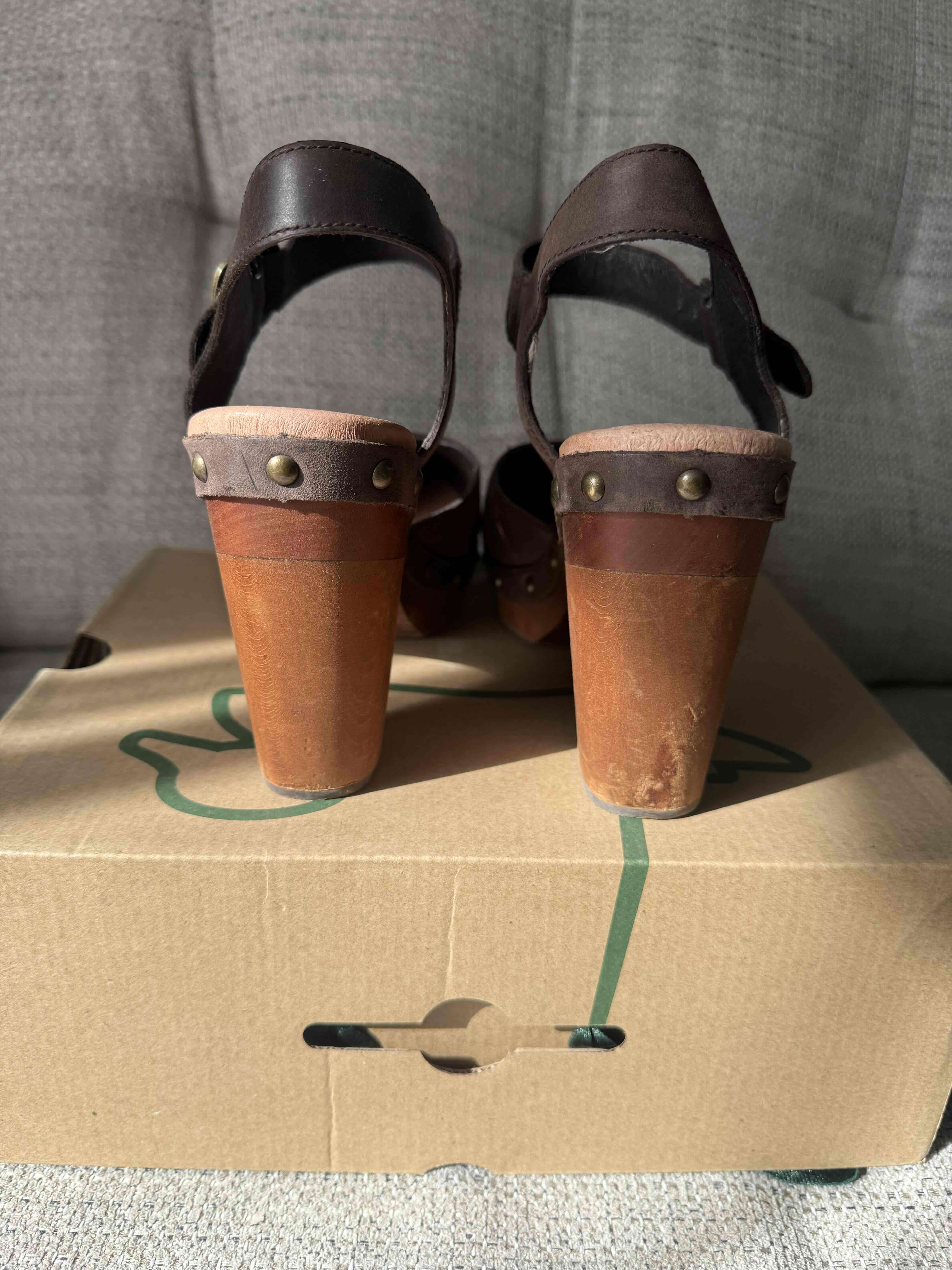 Zapatos de cuero marrón con tacón Rockford - miniatura 2