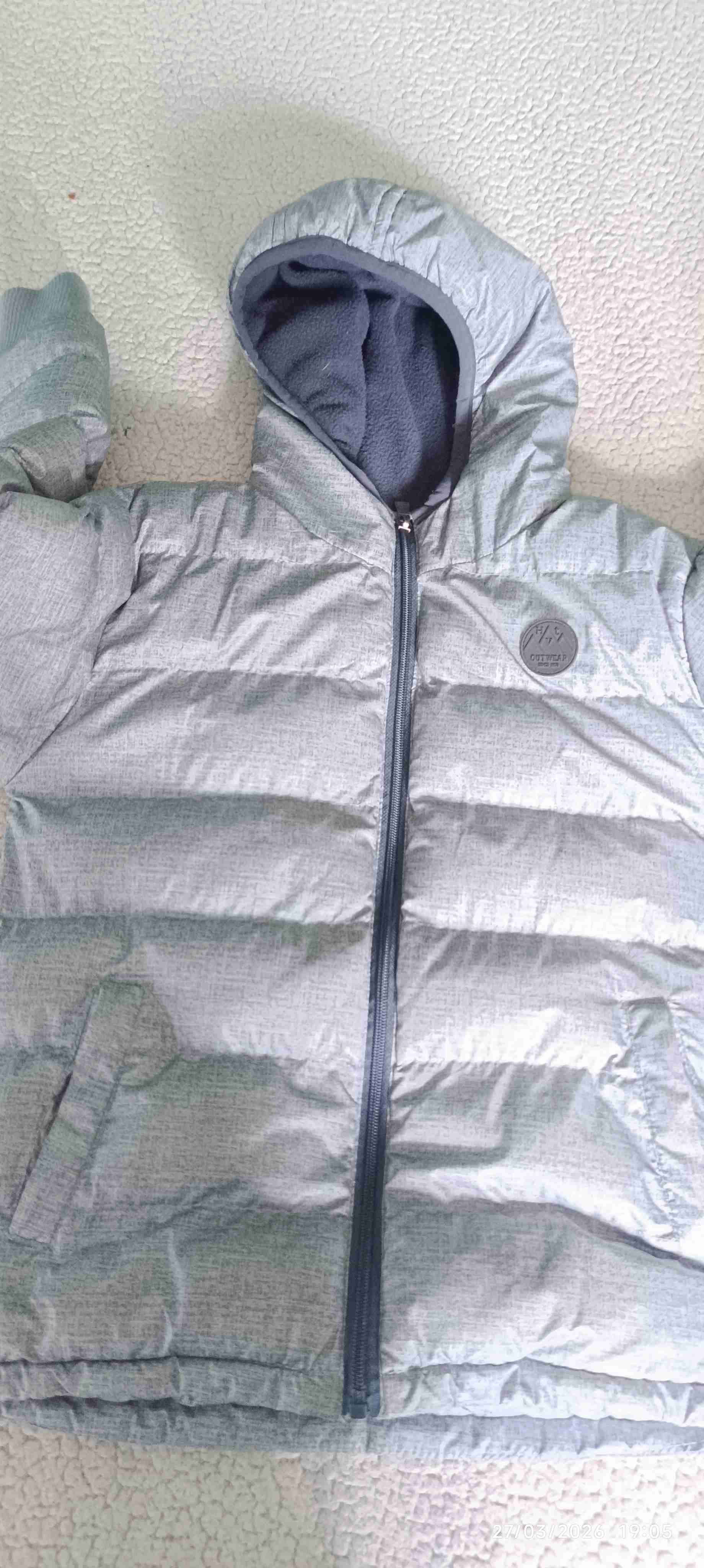 Parka gris con capucha talla 8 de niño - miniatura 4