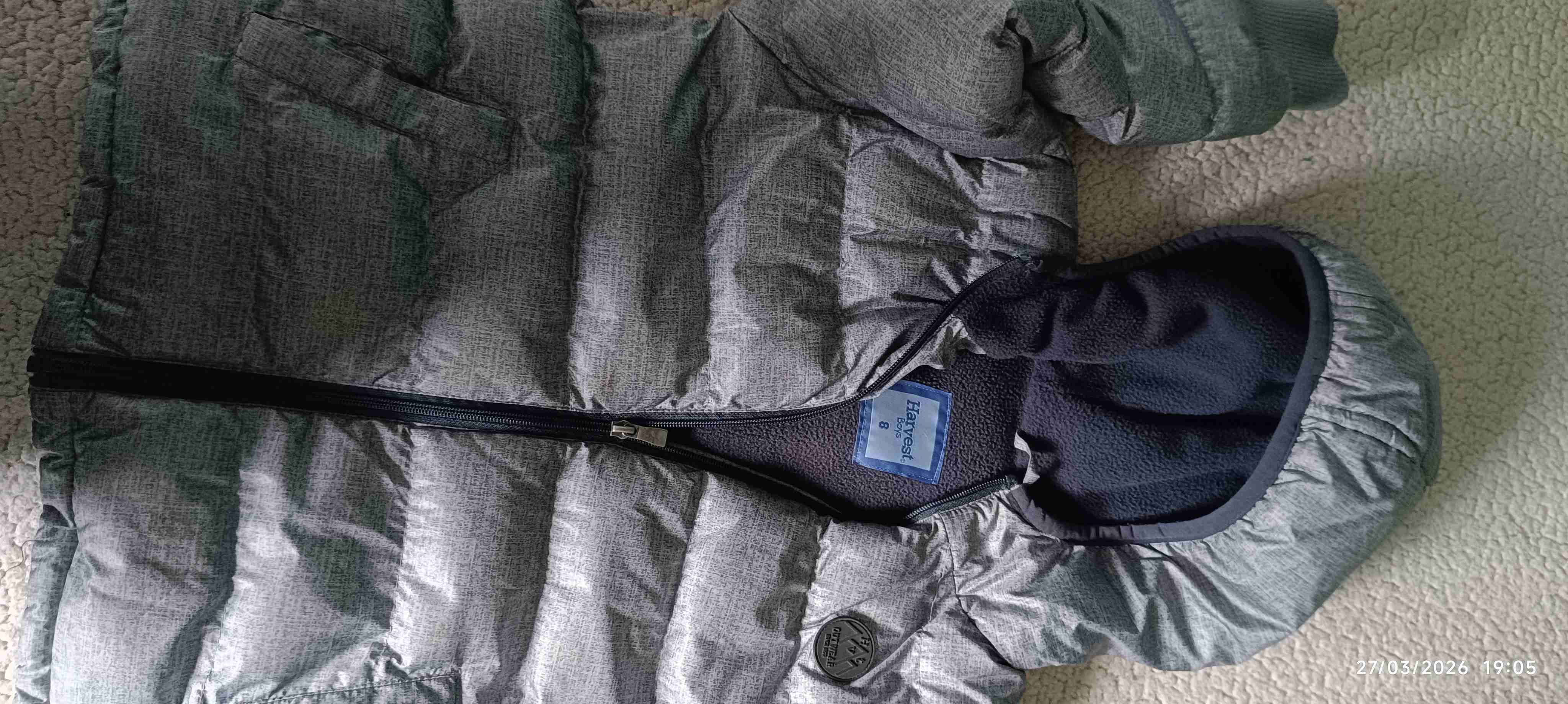 Parka gris con capucha talla 8 de niño - miniatura 5