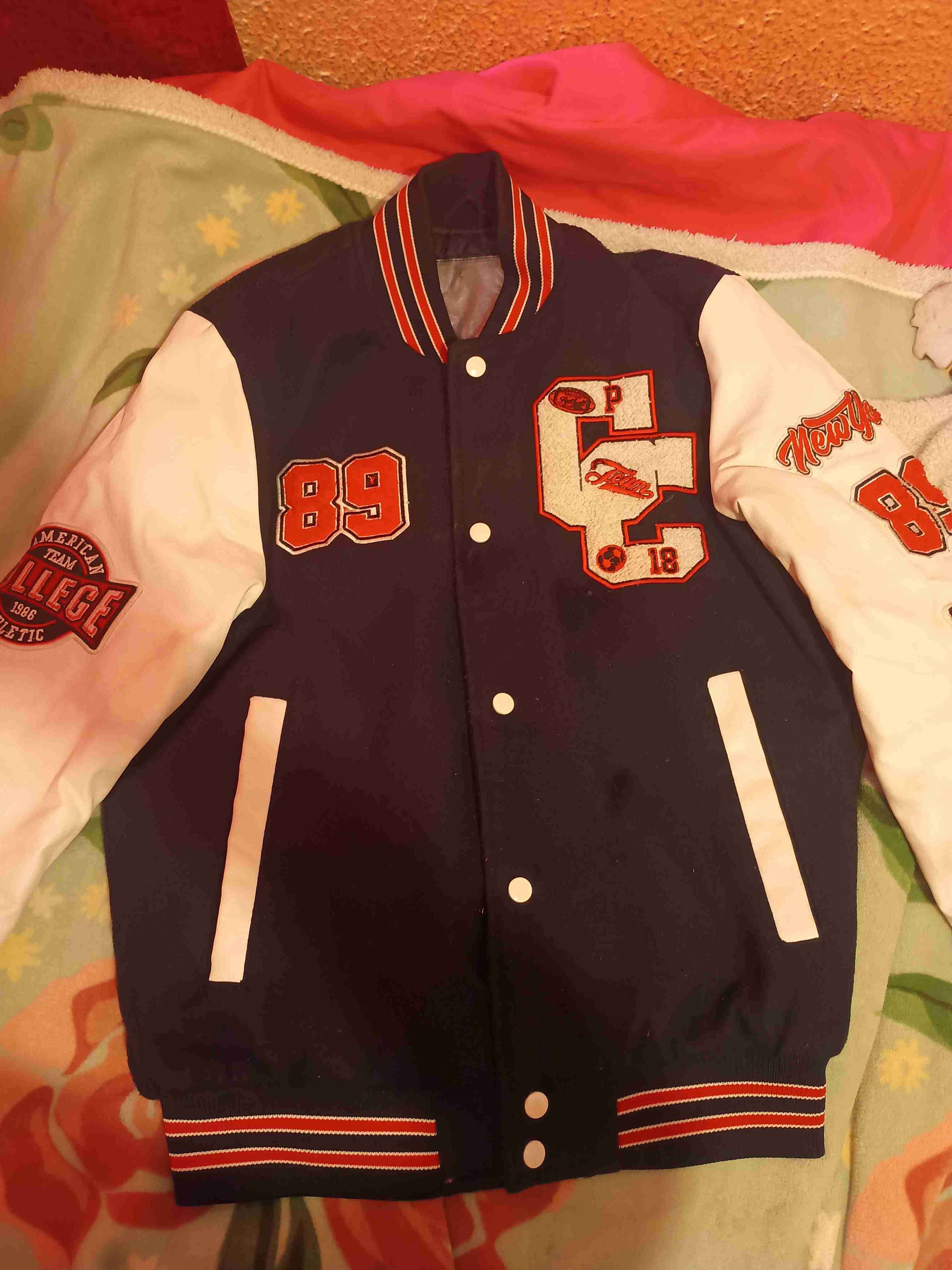 Chaqueta varsity azul y blanca S/M - miniatura 1