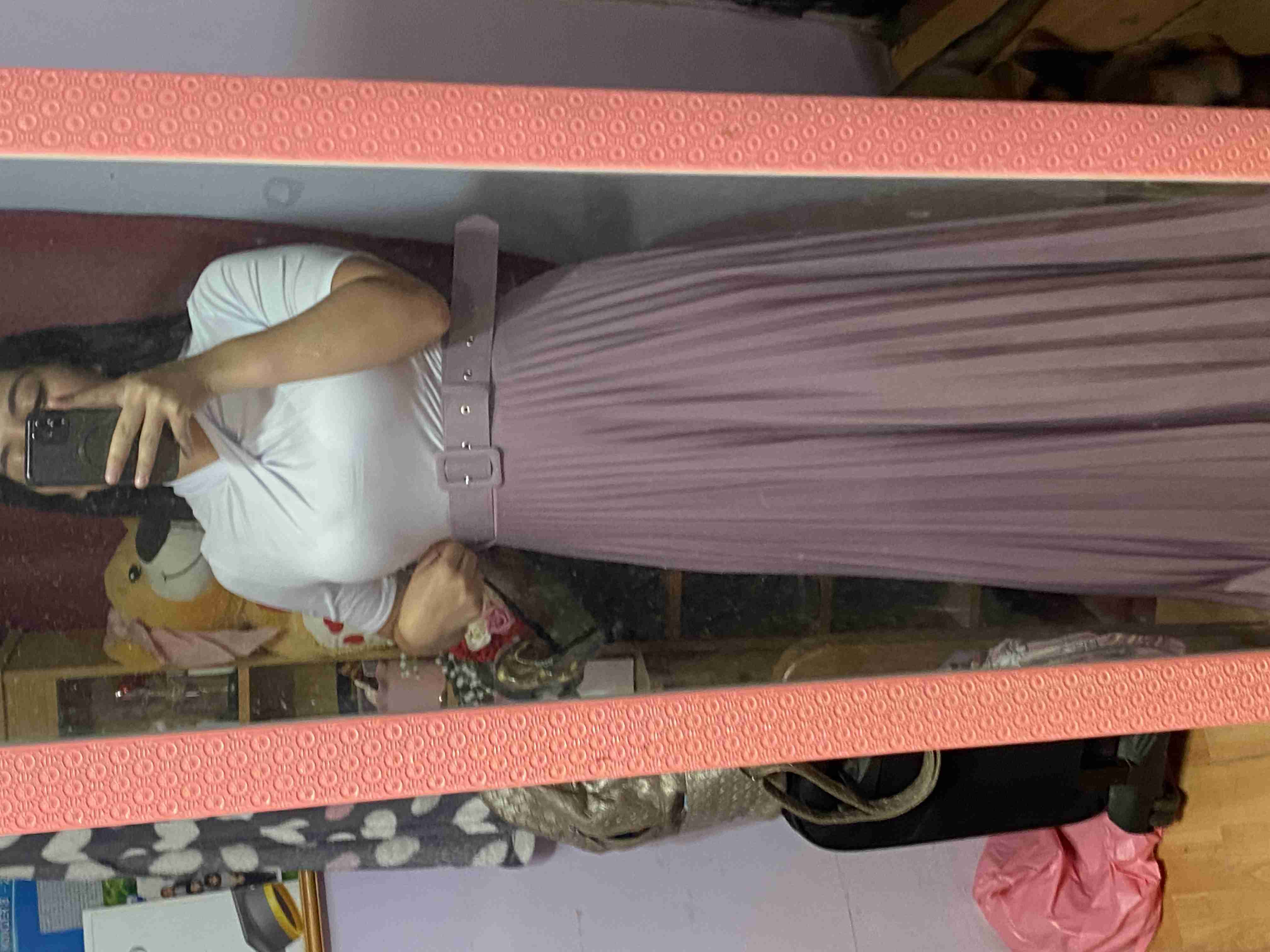 Vestido largo plisado lila