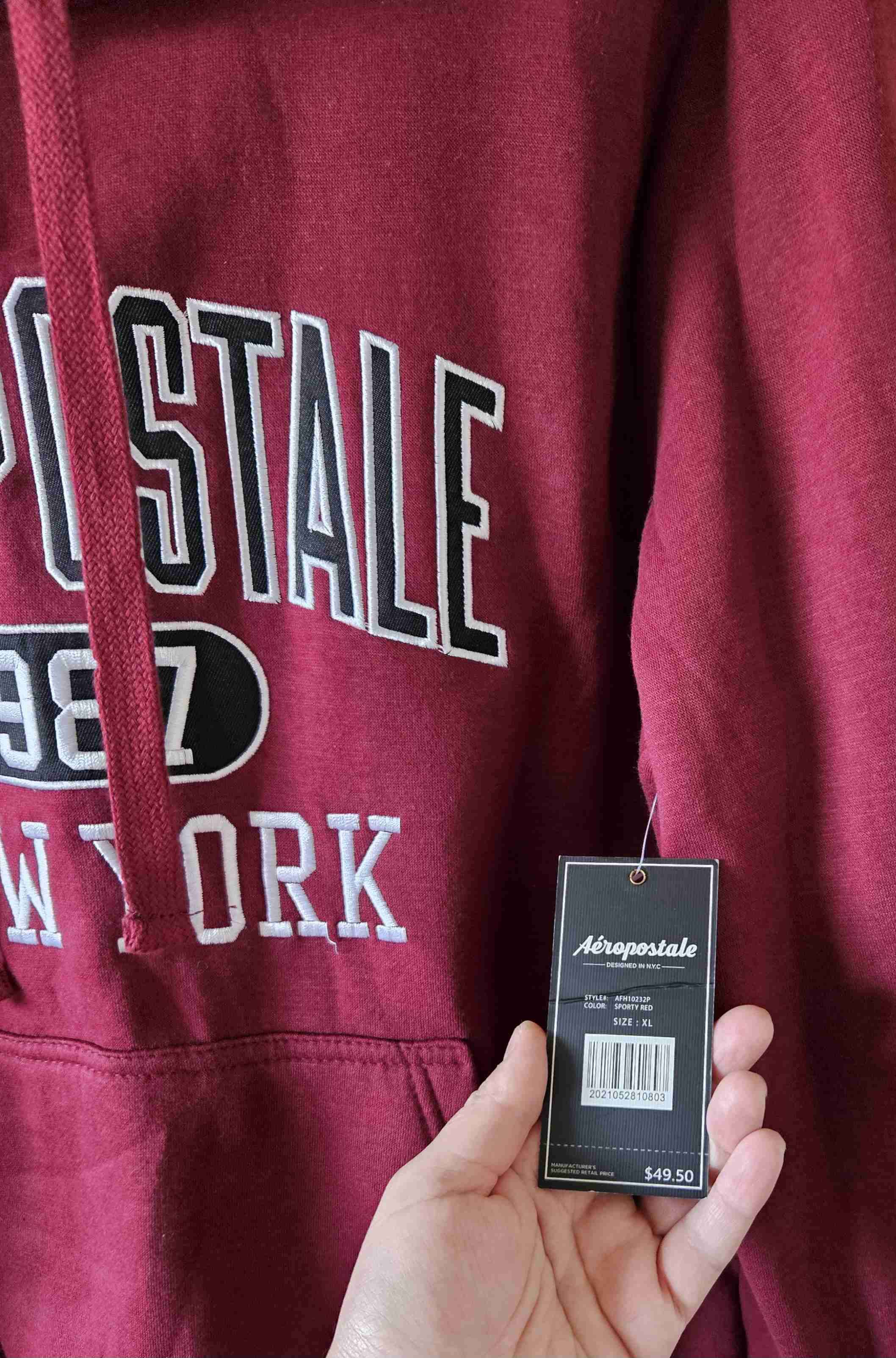Polerón burdeo Aeropostale con capucha - miniatura 3