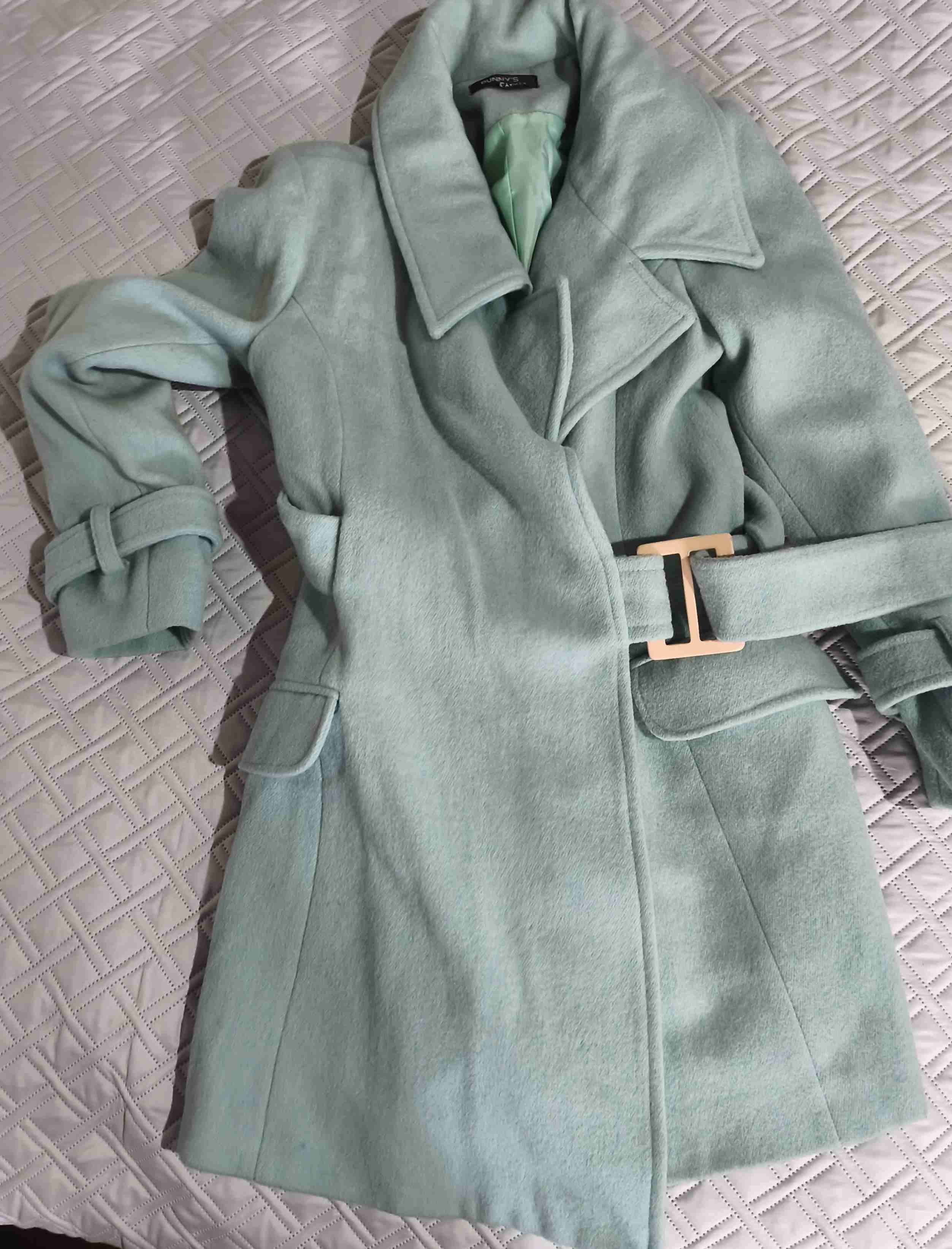 Abrigo celeste con cinturón - miniatura 1