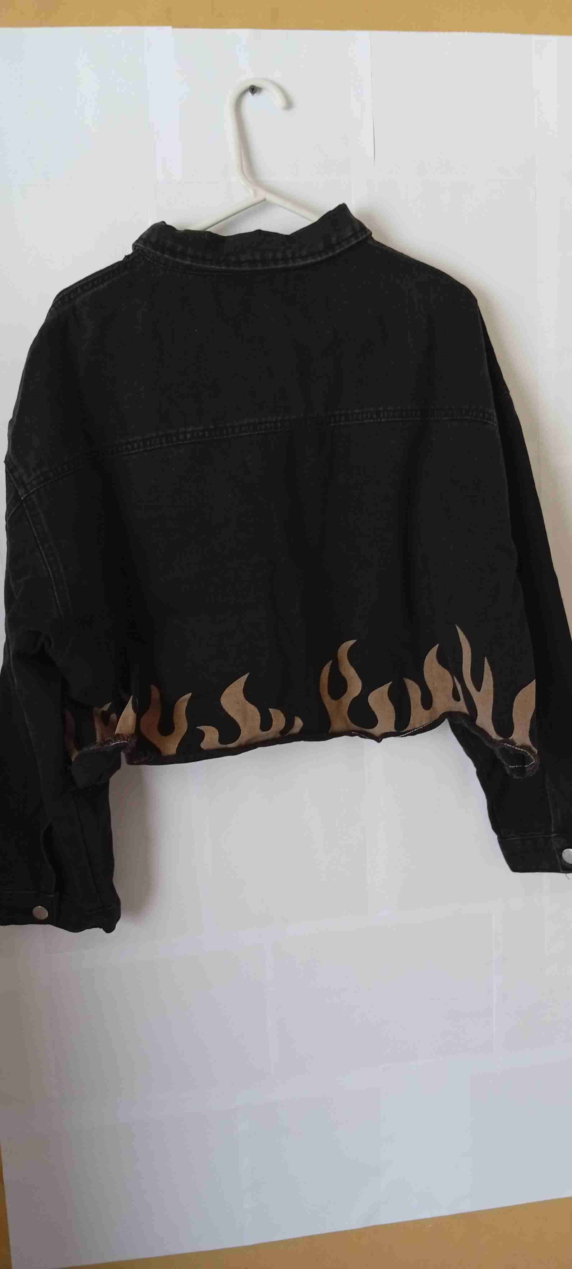 Chaqueta de mezclilla negra con llamas Talla 3XL - miniatura 2