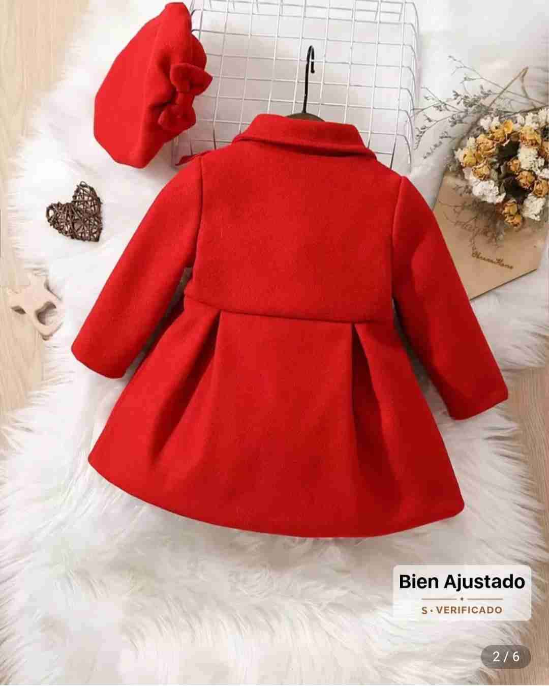 Abrigo rojo con boina infantil - miniatura 5