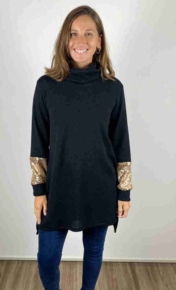 Sweater largo negro con aplicaciones - miniatura 5