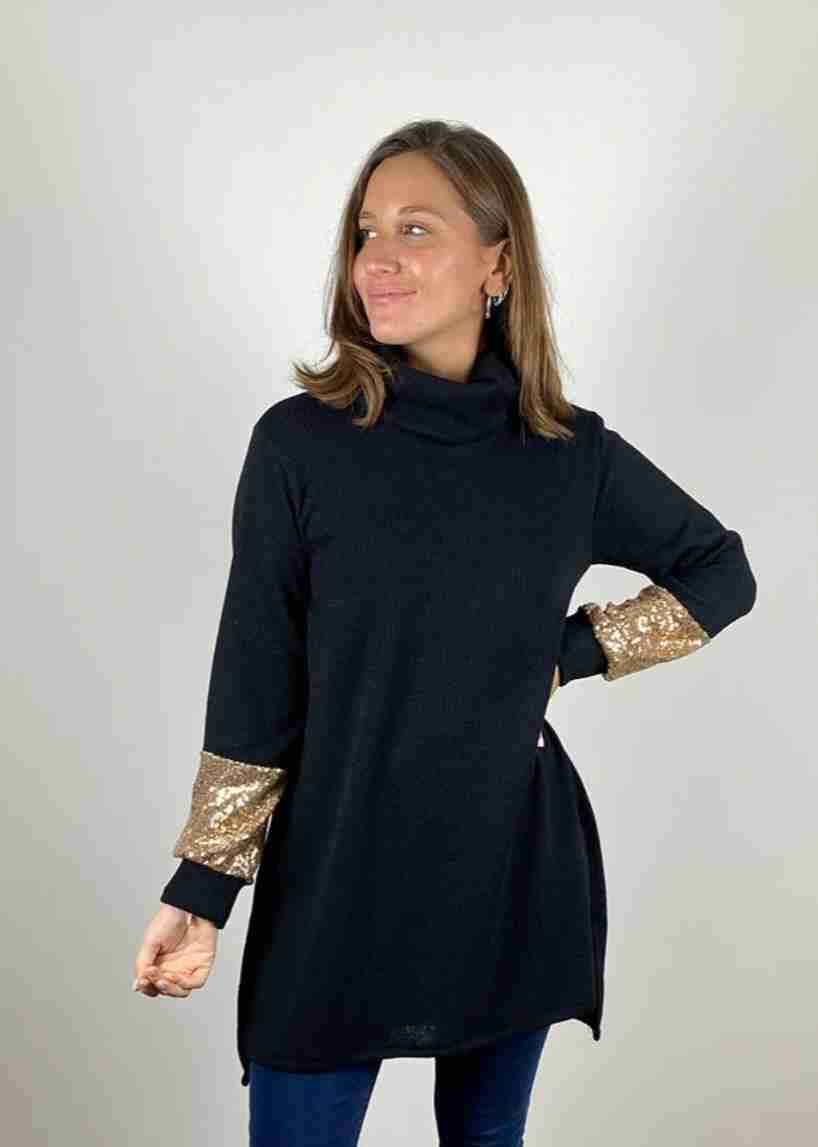 Sweater largo negro con aplicaciones - miniatura 6