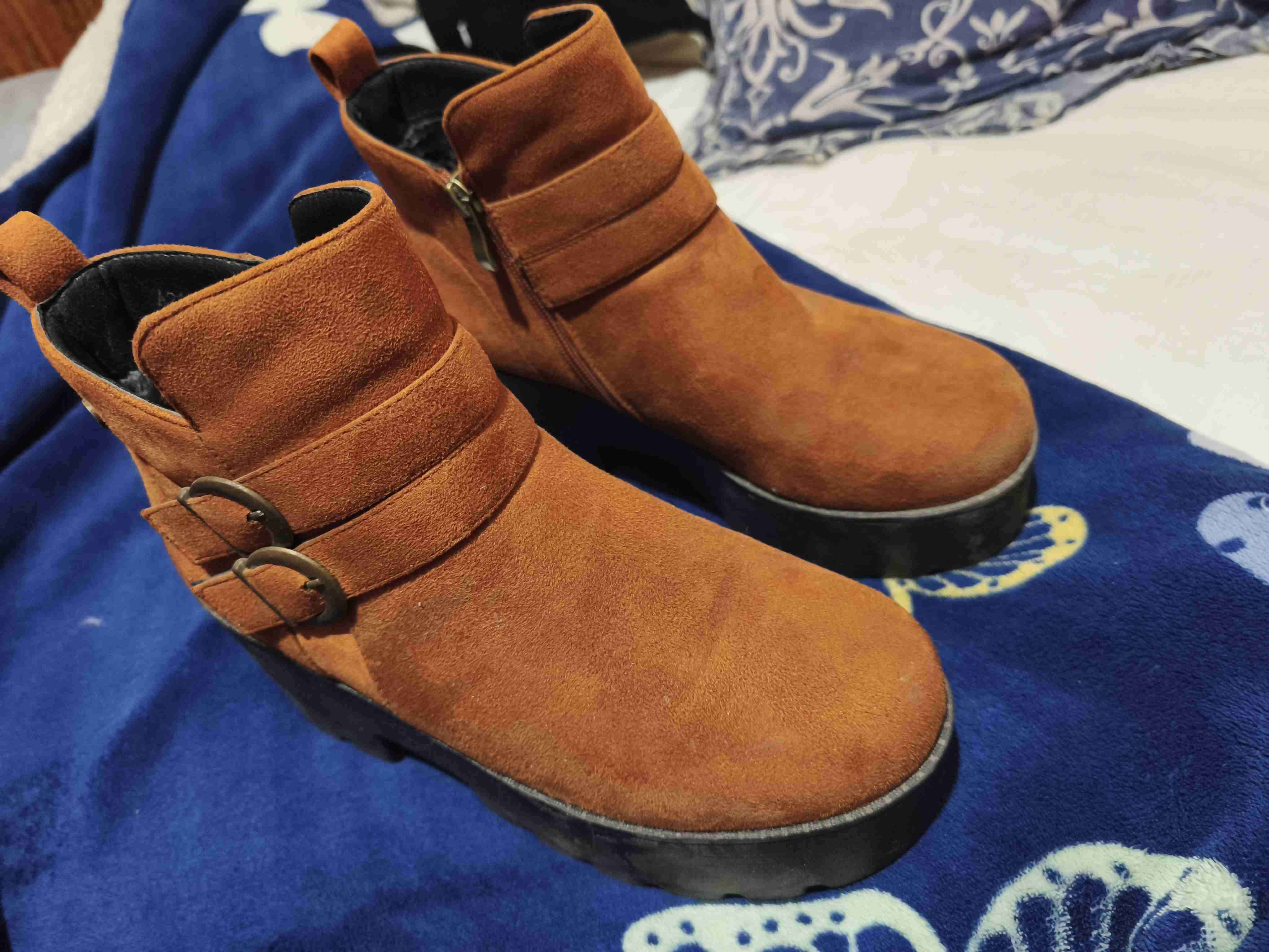 Botines de gamuza marrón con tacón - miniatura 2