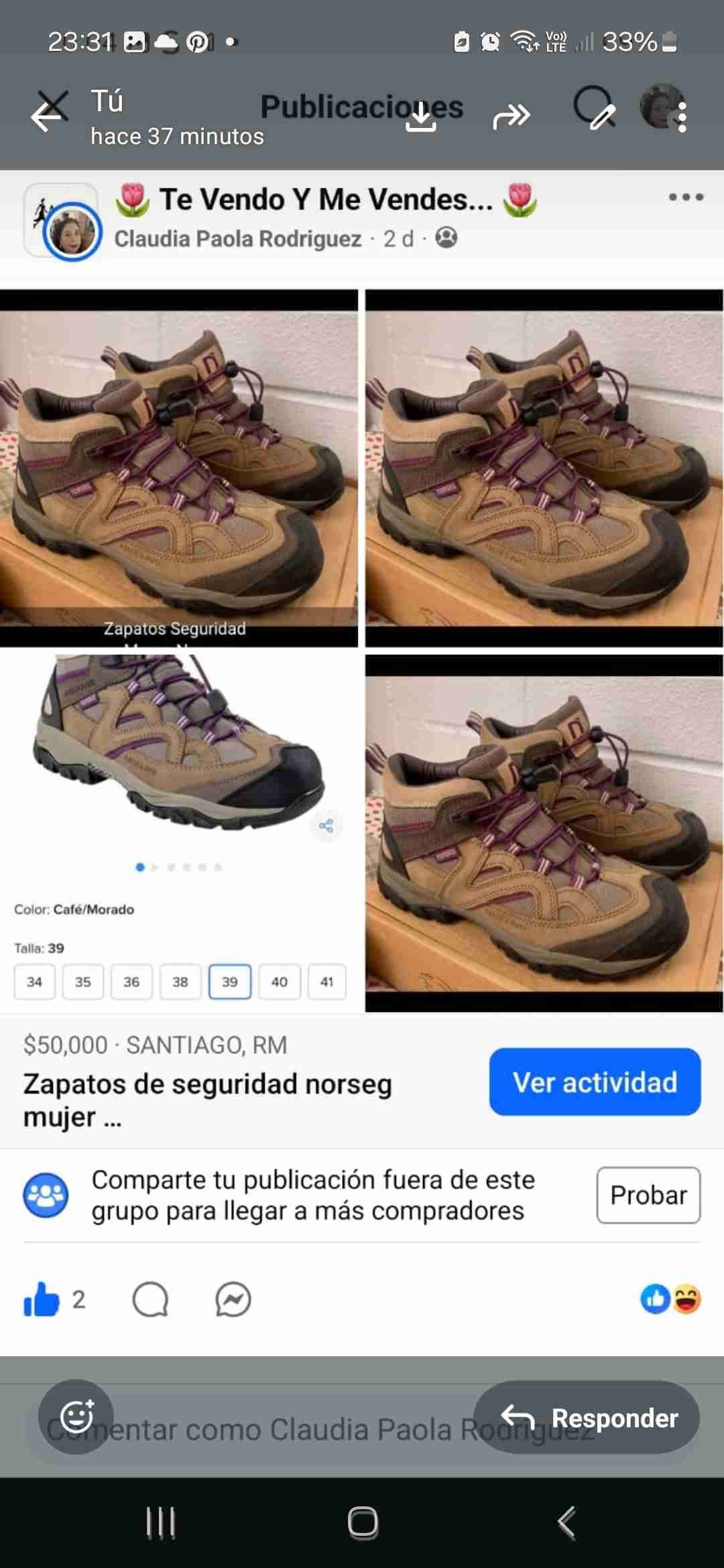 Zapatos de seguridad café/morado - miniatura 1
