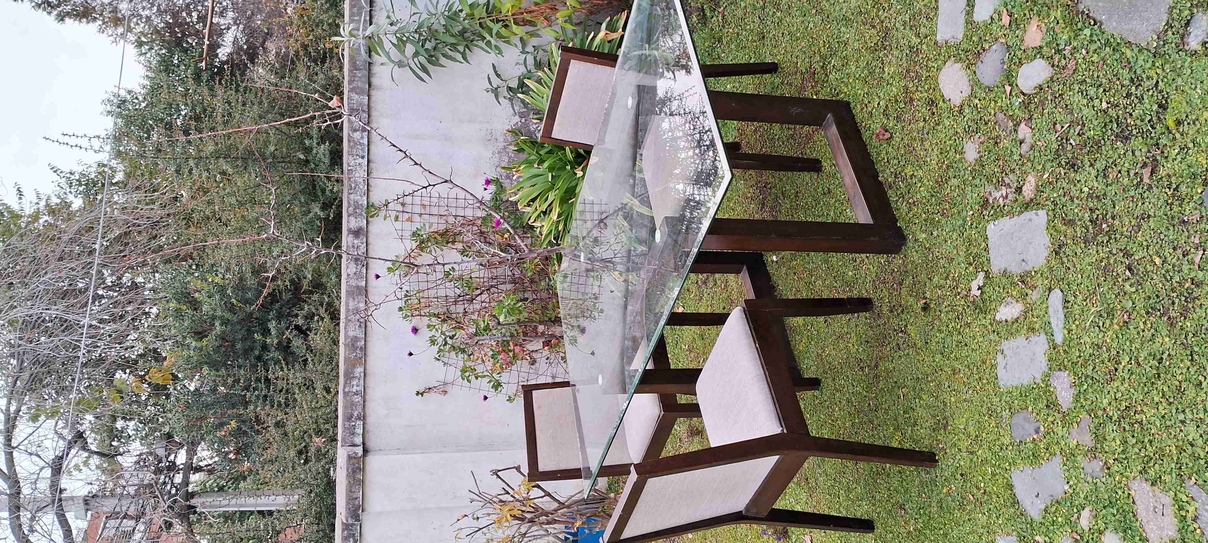 Juego de comedor exterior vidrio - miniatura 1