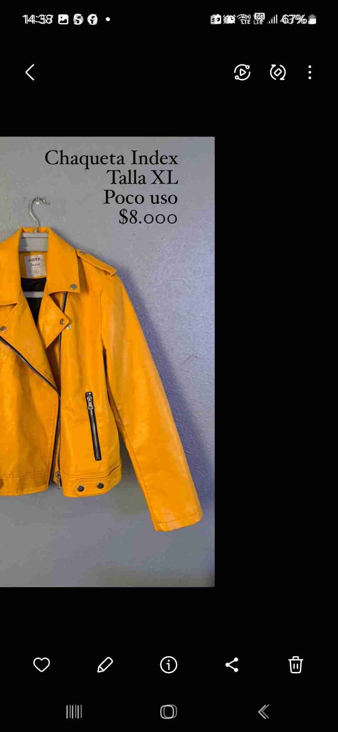 Chaqueta amarilla Index XL