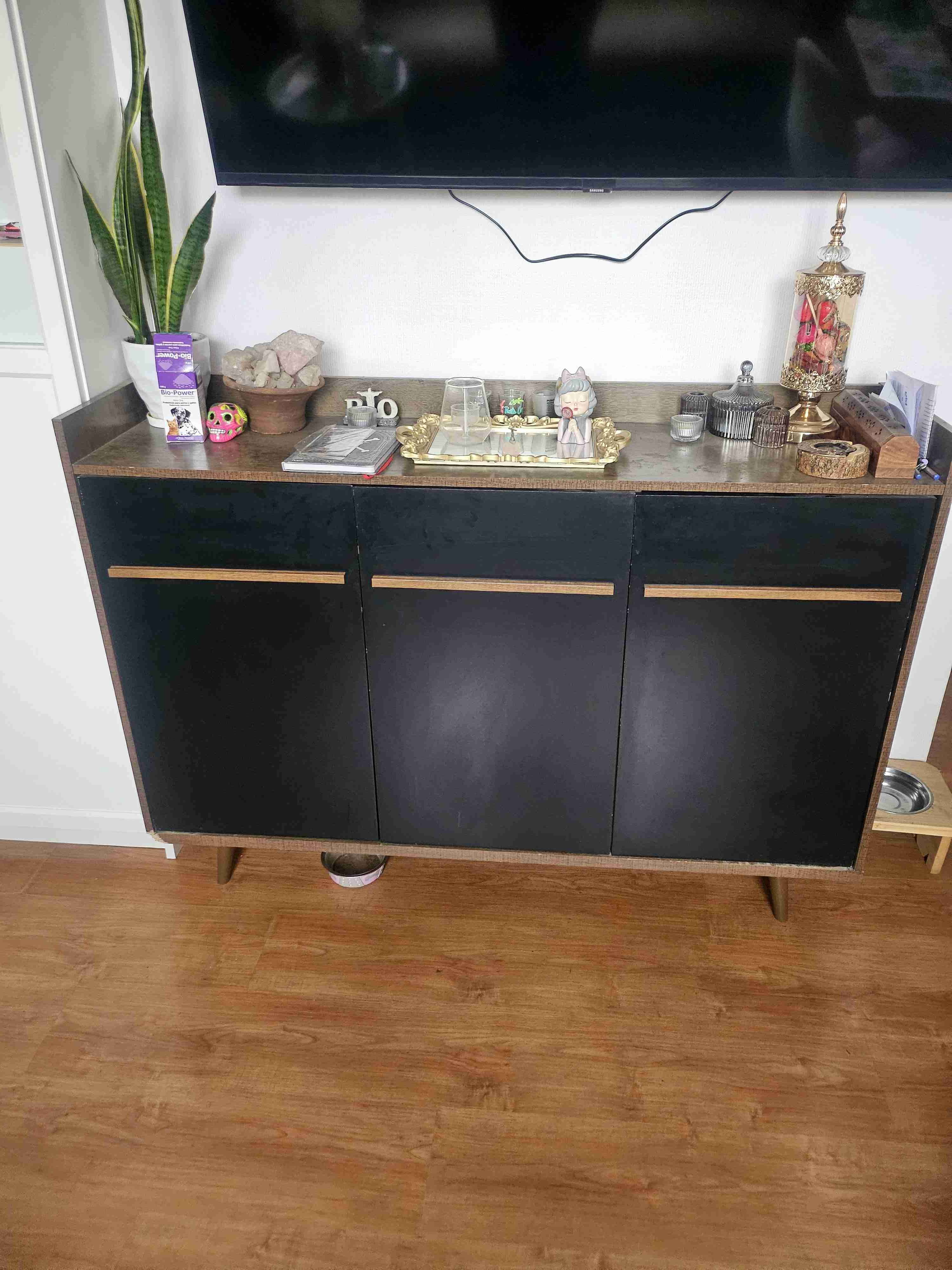 Mueble aparador negro de madera - miniatura 1