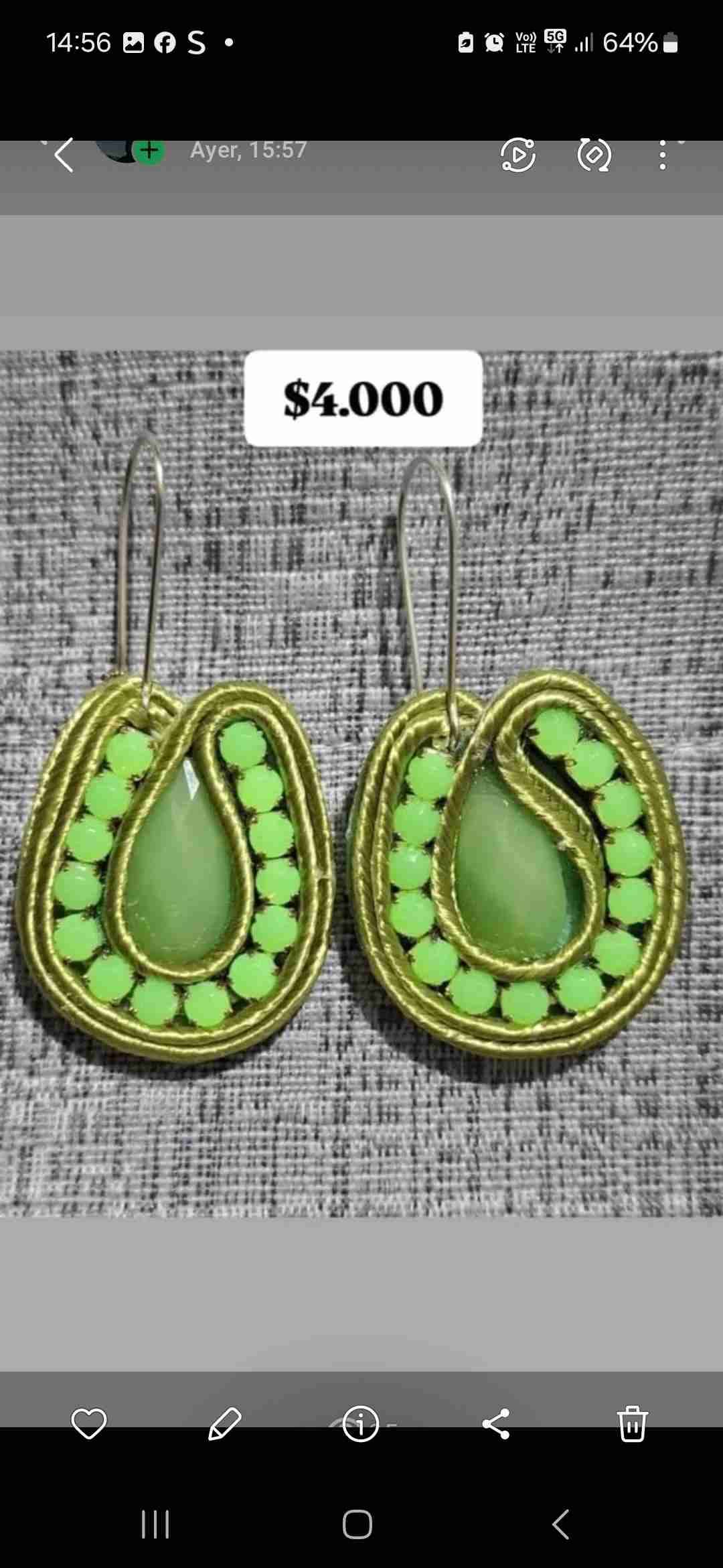 Aros artesanales verdes - miniatura 1