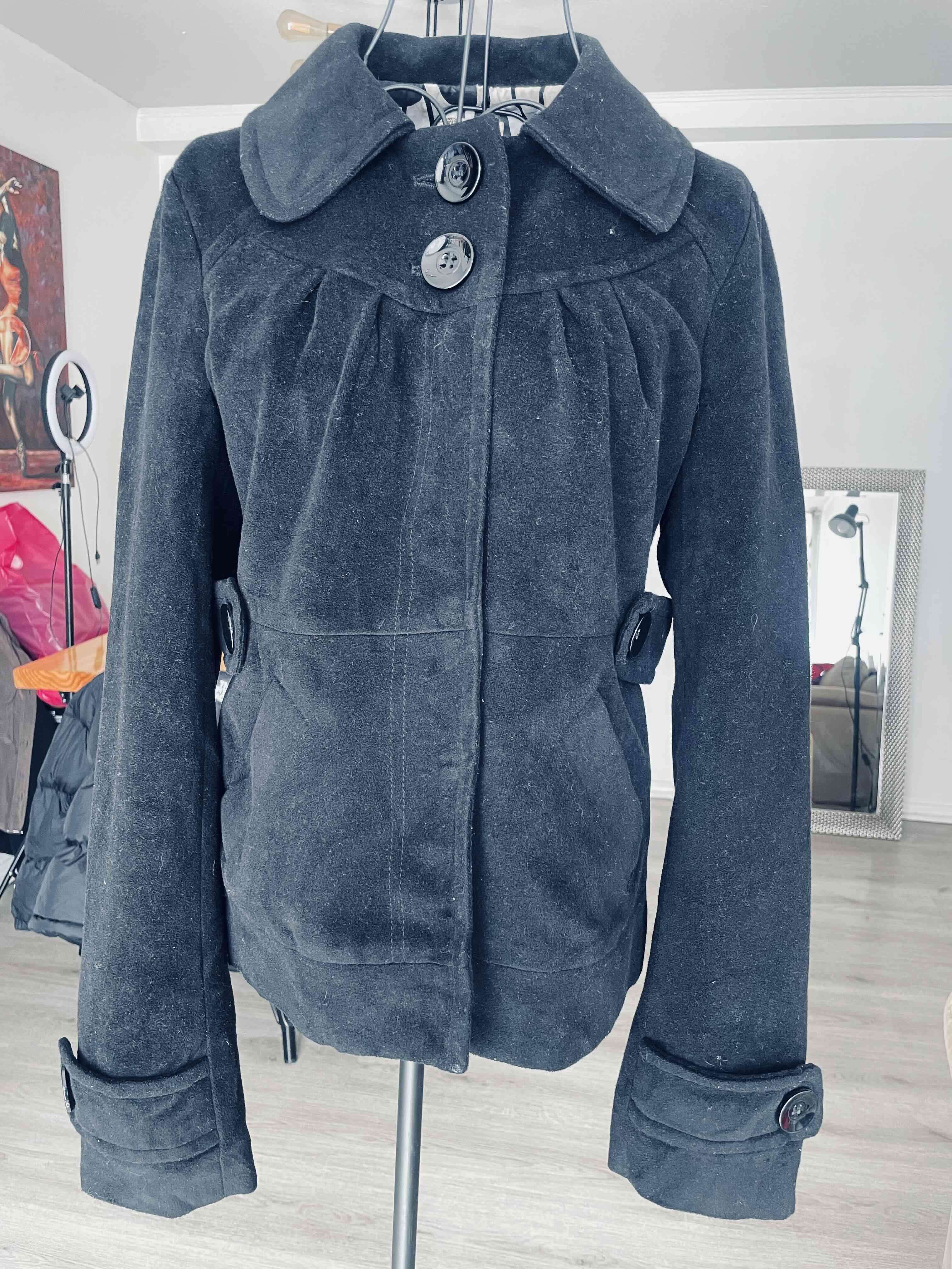 Abrigo corto negro elegante, talla S - miniatura 1