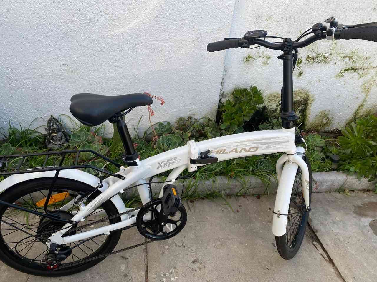 Bicicleta eléctrica plegable blanca Hiland - miniatura 1