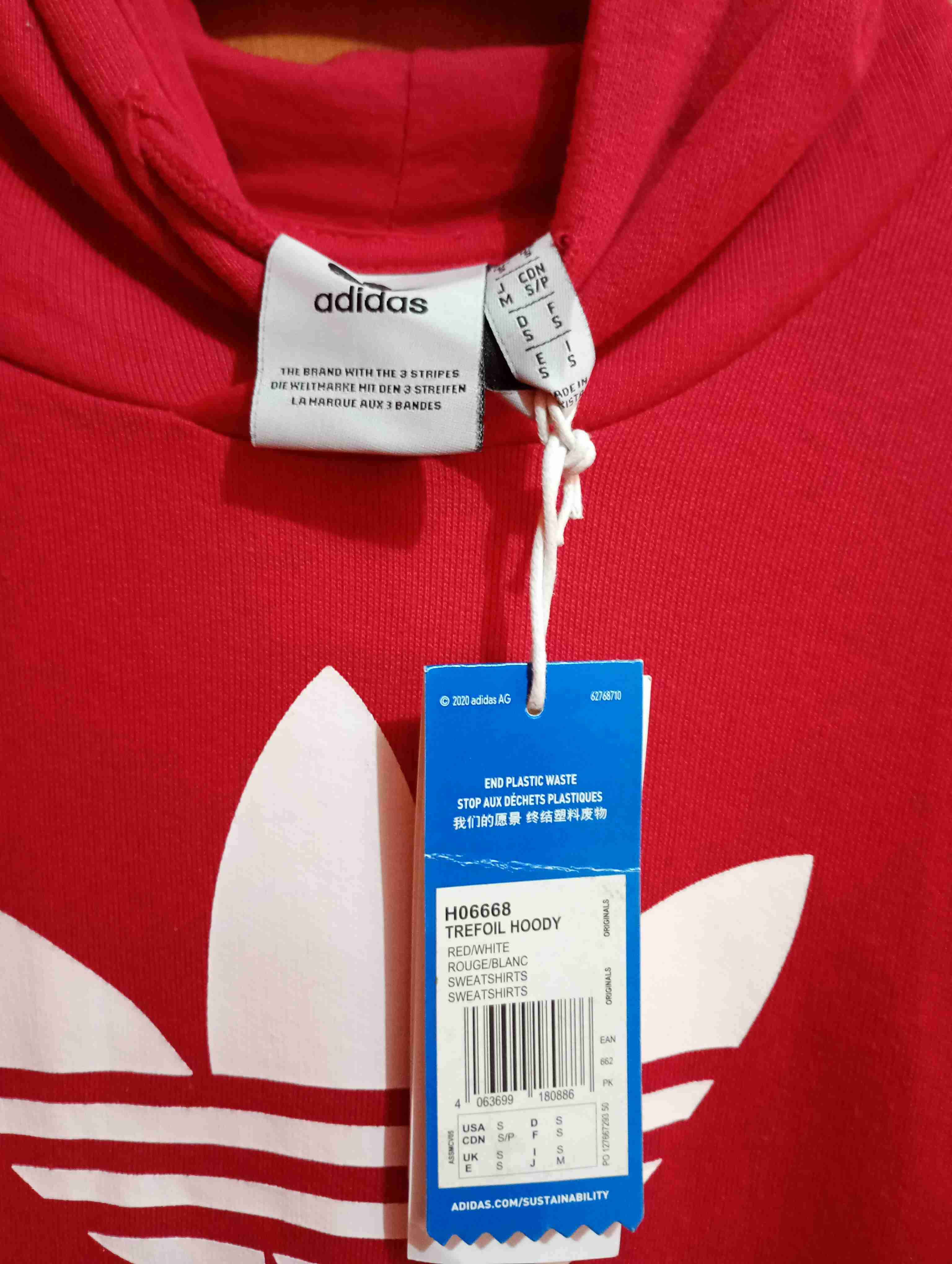 Polerón Adidas rojo con capucha - miniatura 3