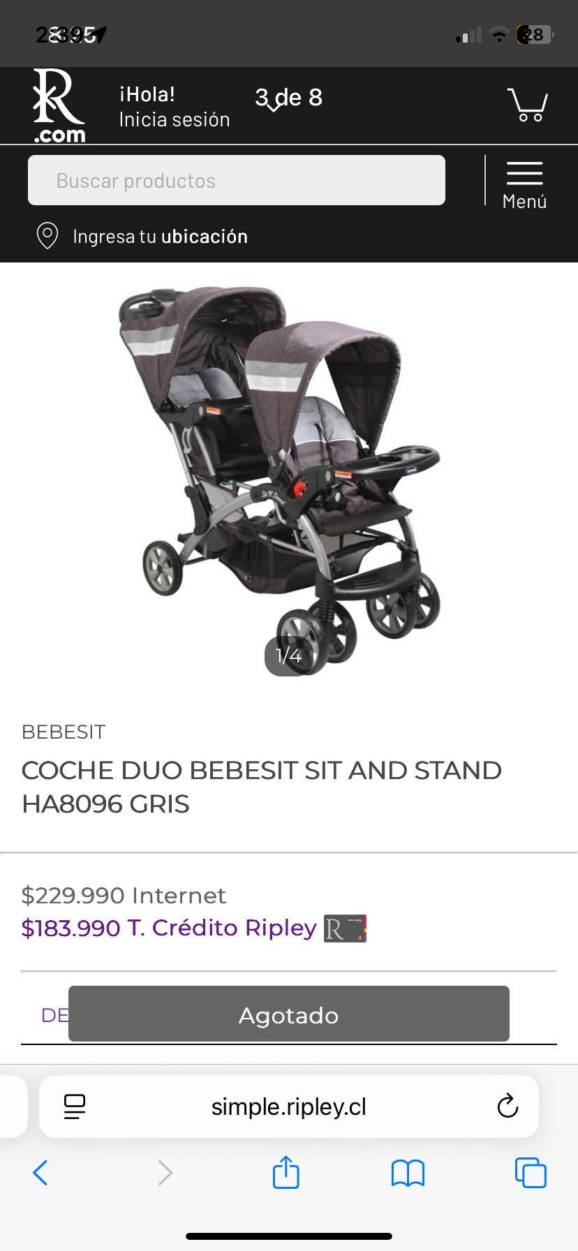 Coche de bebé gris - miniatura 3