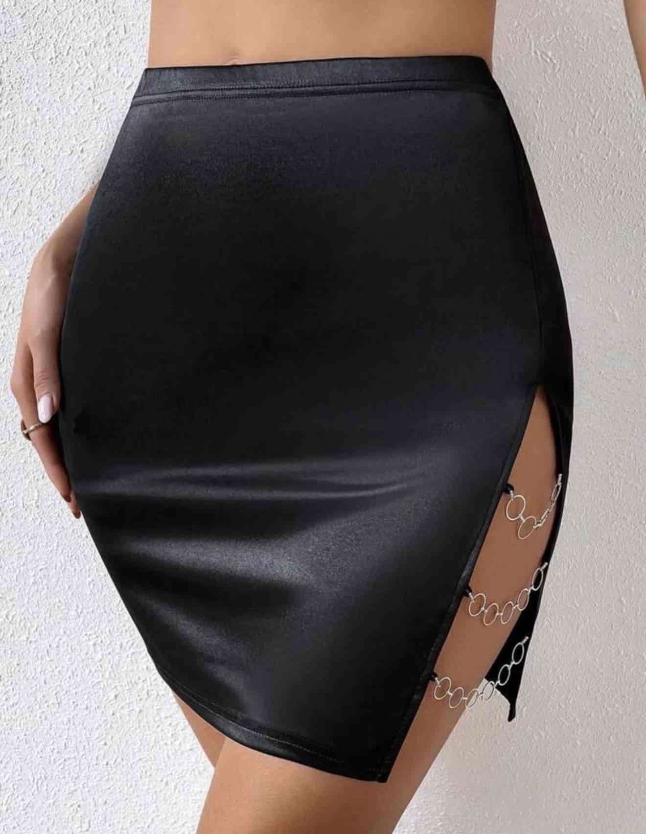 Minifalda negra con cadenas TALLA L - miniatura 3