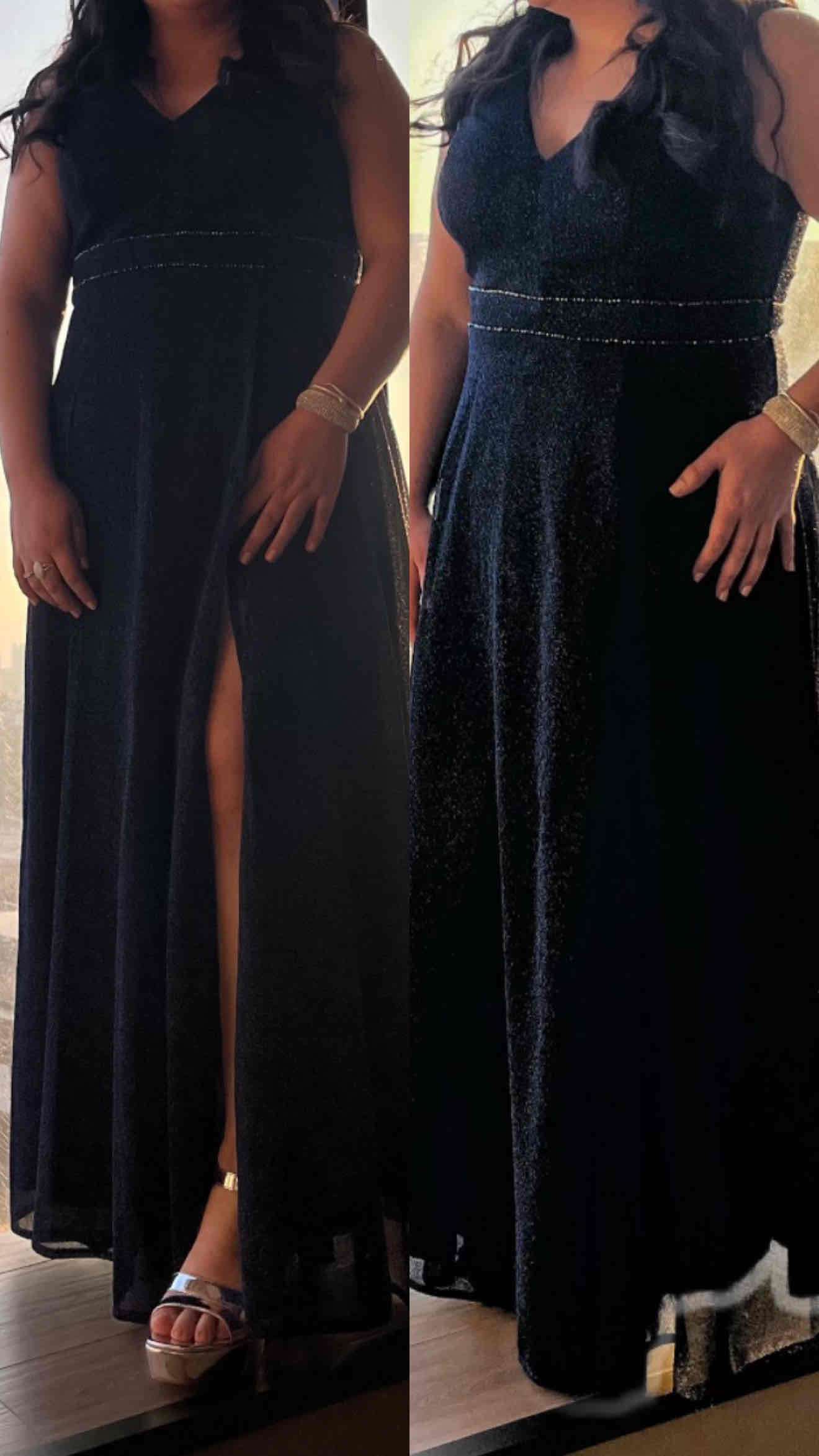 Vestido largo de Fiesta azul marin con brillos - miniatura 5