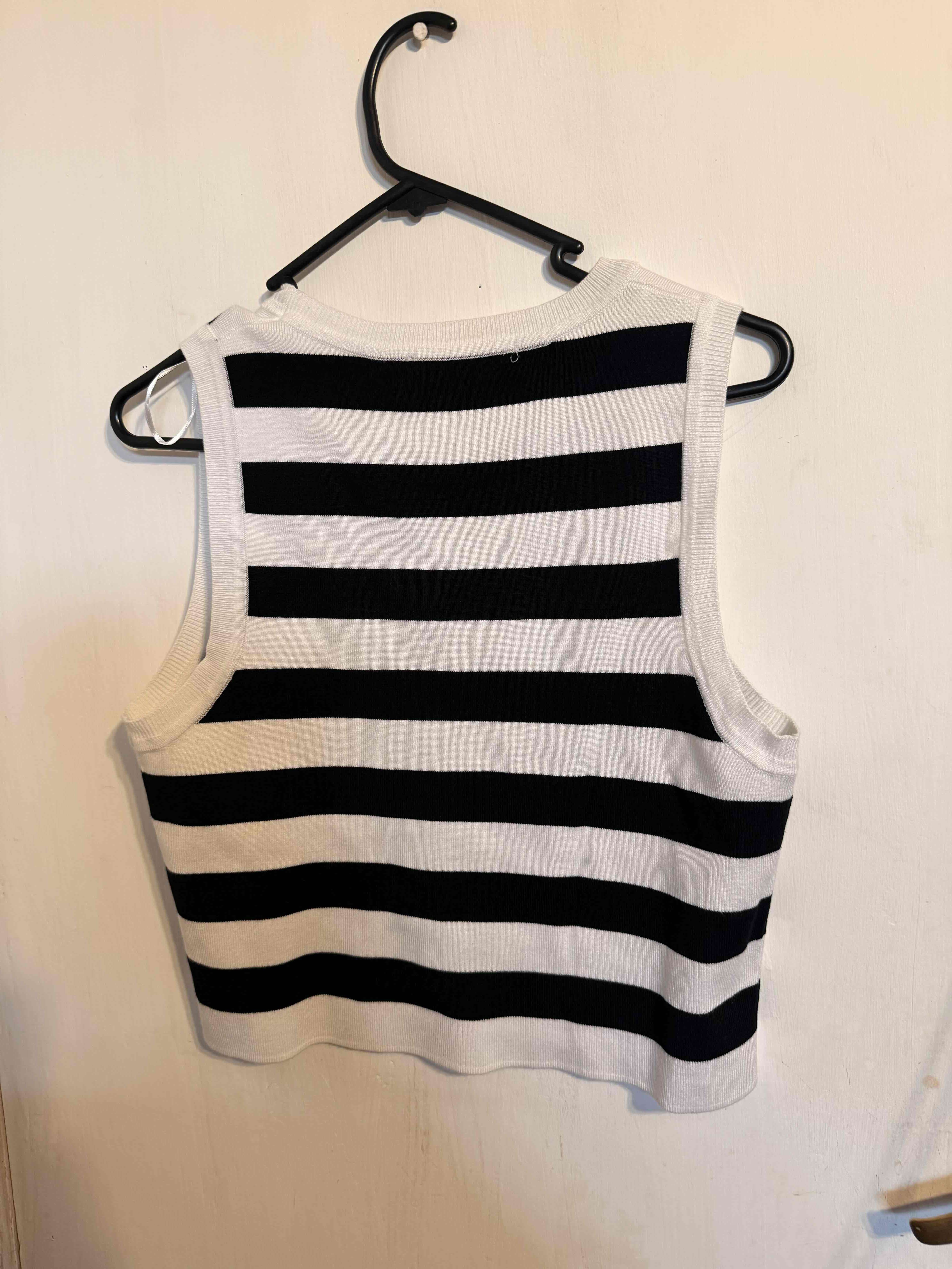 Top de hilo rayas blanco y negro Alaniz - miniatura 2