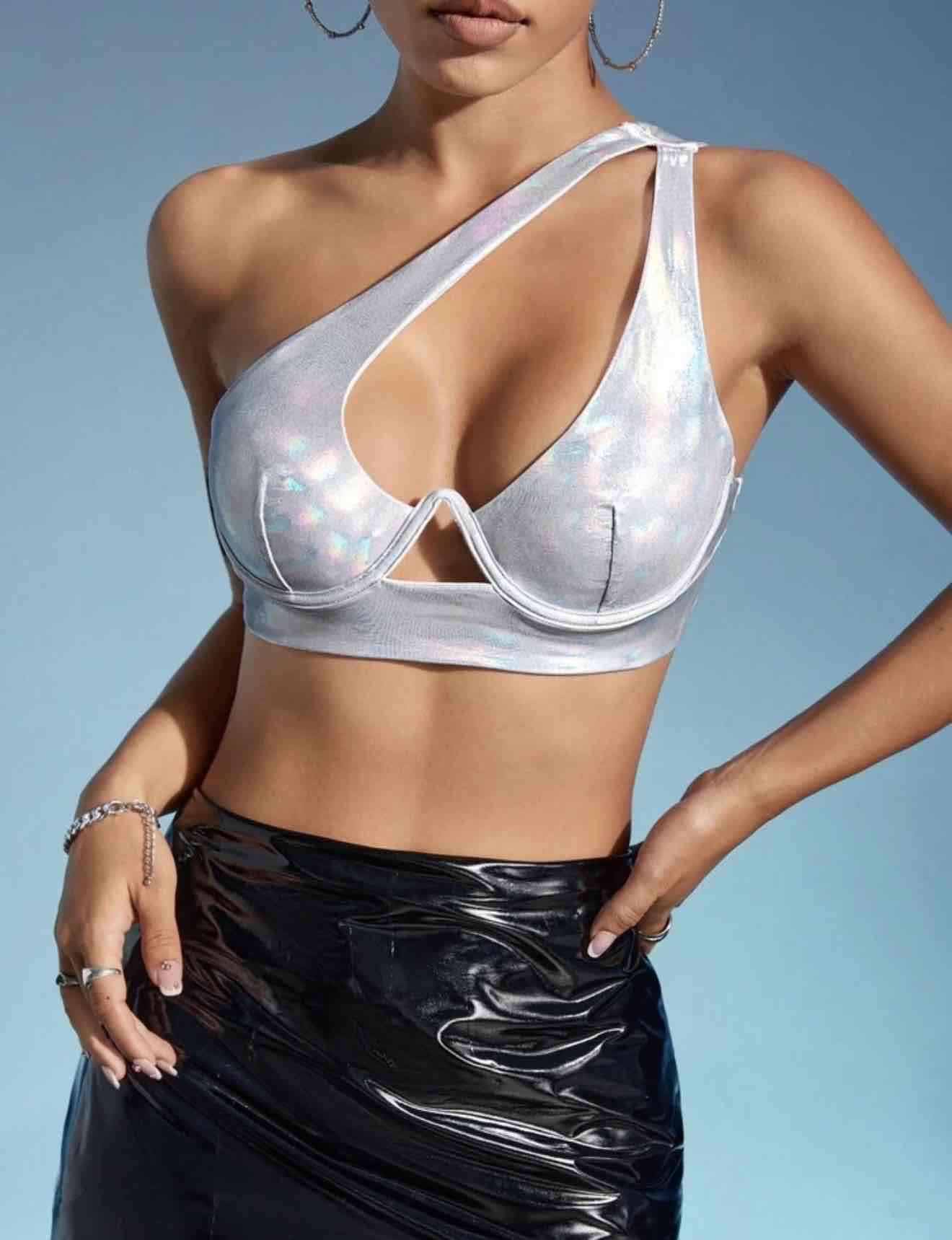 Top plateado metalizado holográfico - miniatura 3