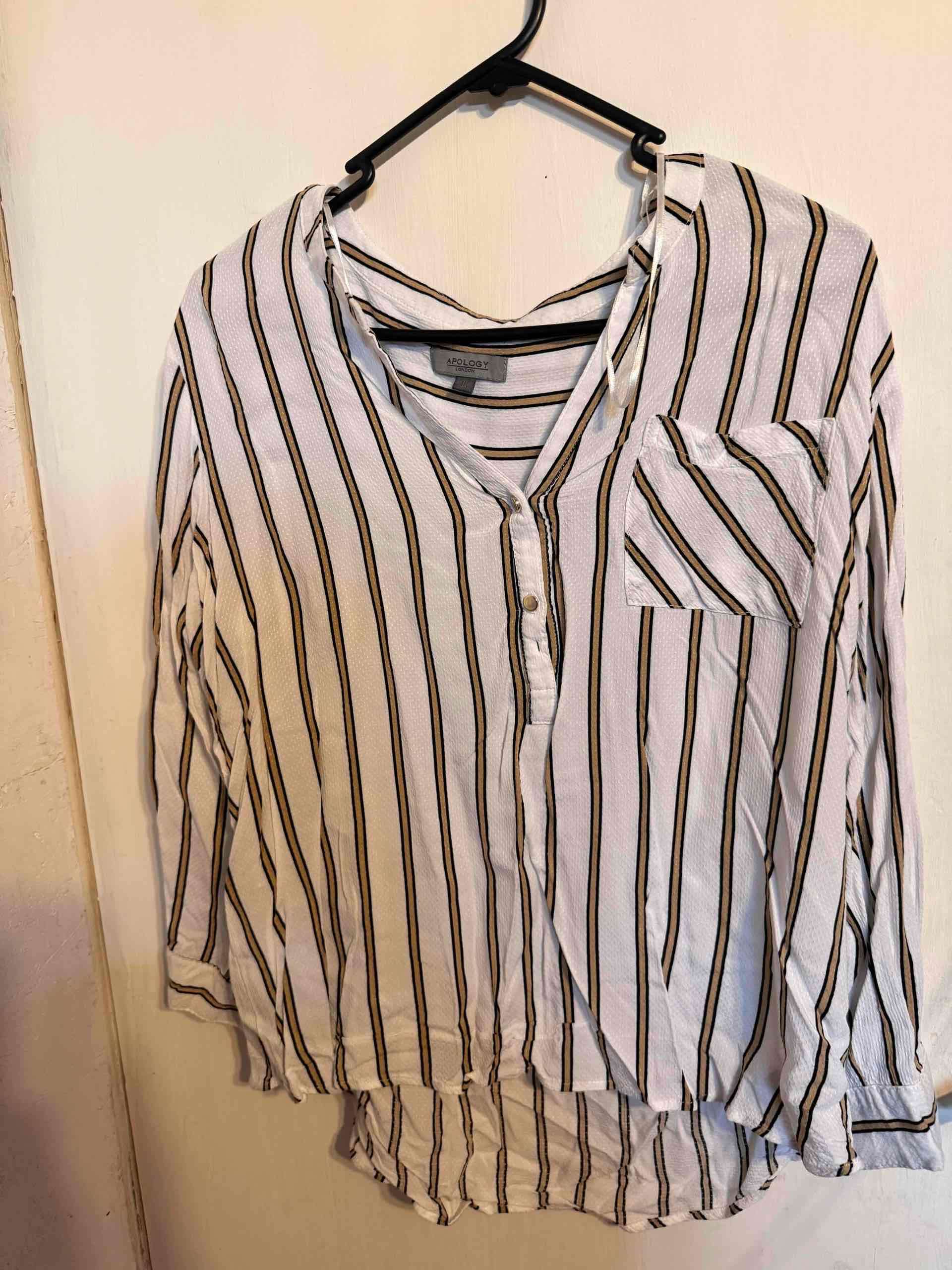 Blusa  blanca rayada dorado y negro